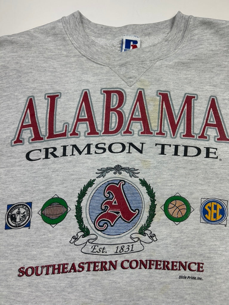 Vintage 90s Albama Crimson Tide SEC Roll Tide Russell Athletic Graphic Sweatshirt Size L