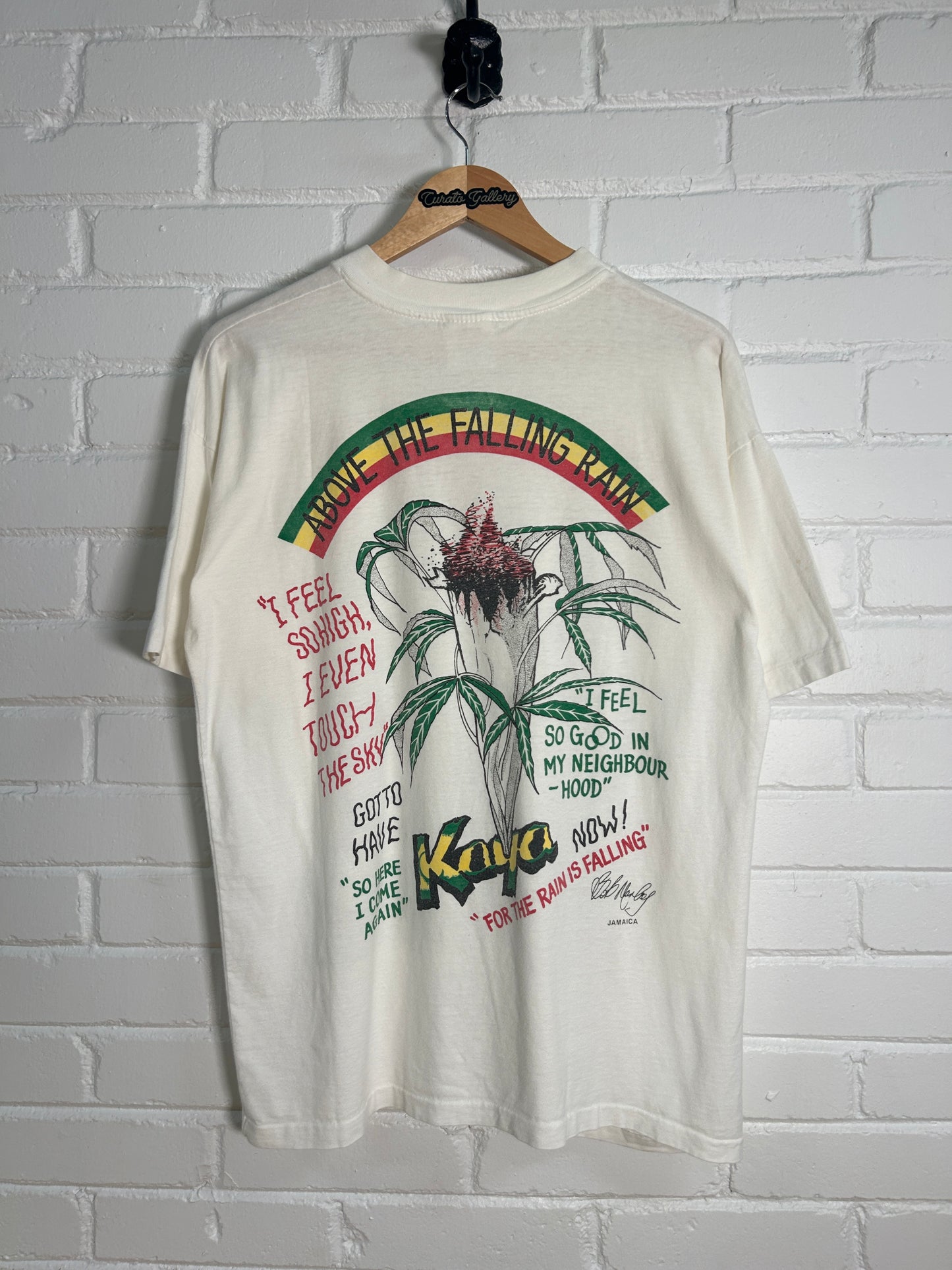 Vintage 90s Bob Marley And The Wailers Kaya Above The Falling Rain Ganja Marijuana T-Shirt Size L
