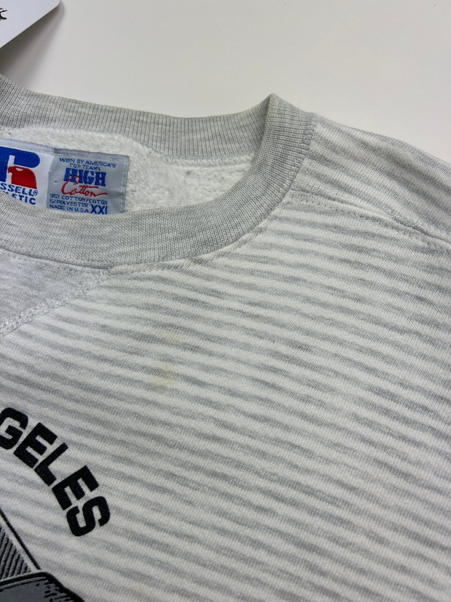Vintage 1993 Los Angeles NFL Striped Russell Athletic Graphic Sweatshirt Size XXL 90s
