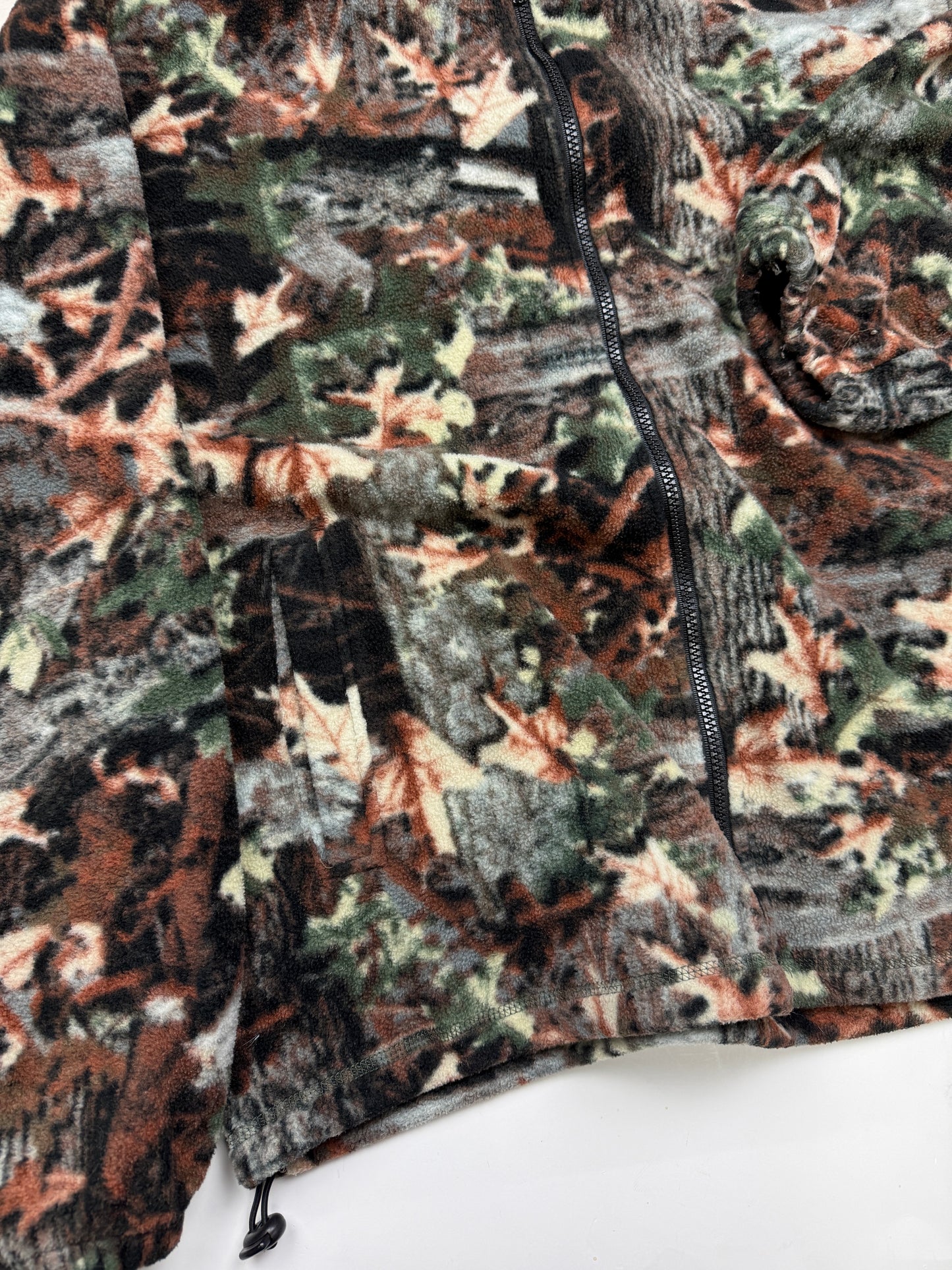 Vintage Brents Tree Camo All Over Print Fleece Full Zip Sweater Size L