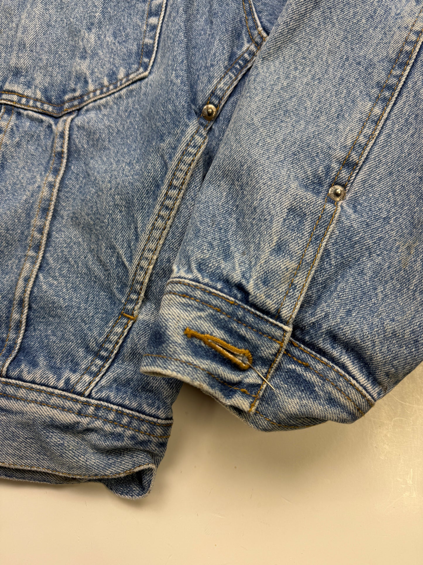 Vintage Gap Denim Lined Zip Up Hybrid Trucker Style Jacket Size L