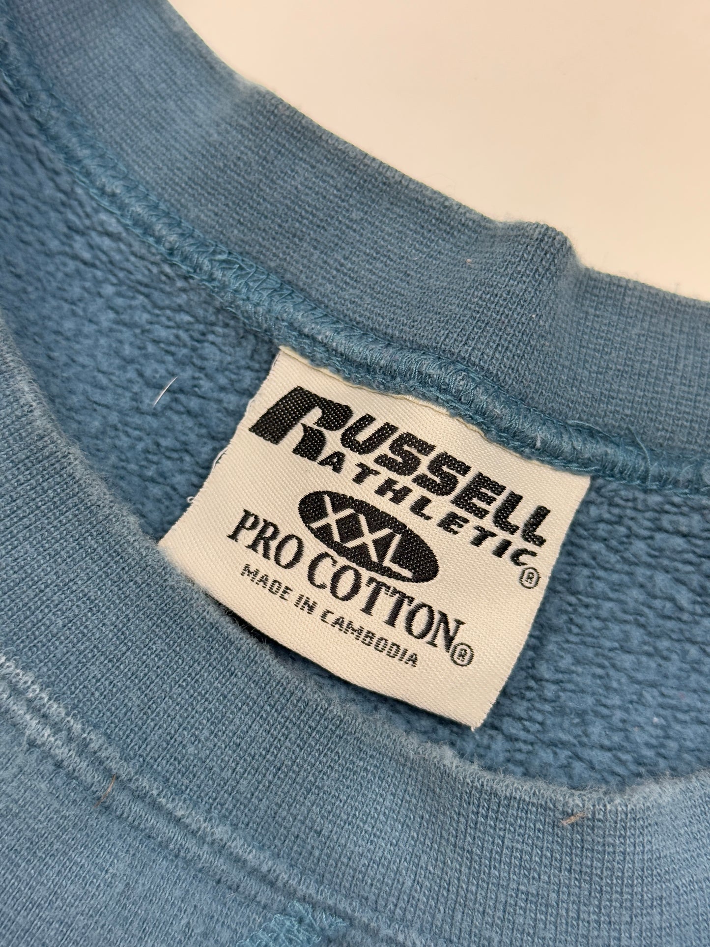 Russell Athletic Boxy Fit Blank Crewneck Sweatshirt Size XXL Faded Blue