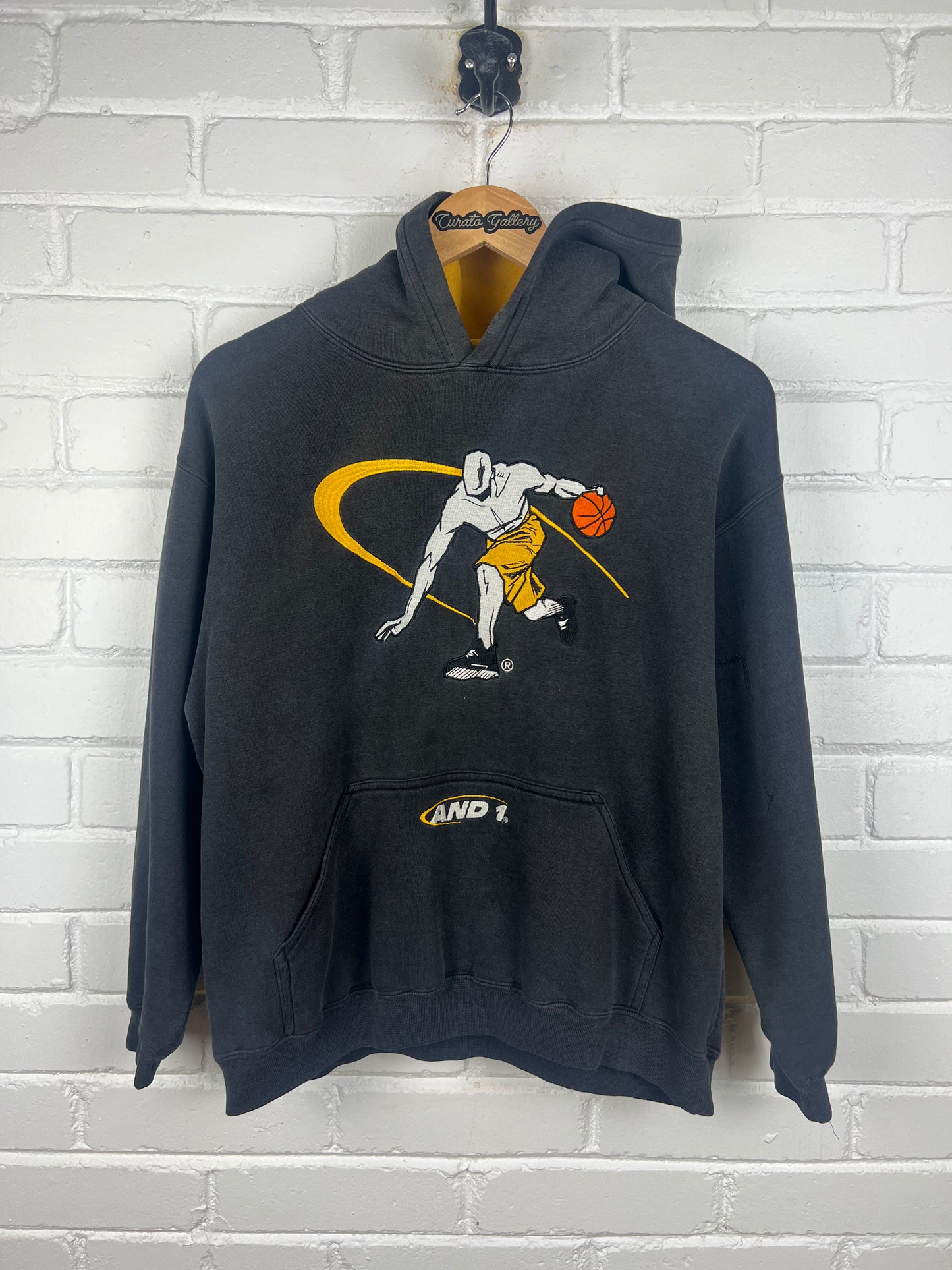 Vintage 90s And 1 Basketball Embroidered Graphic Hooded Sweatshirt Size Youth L