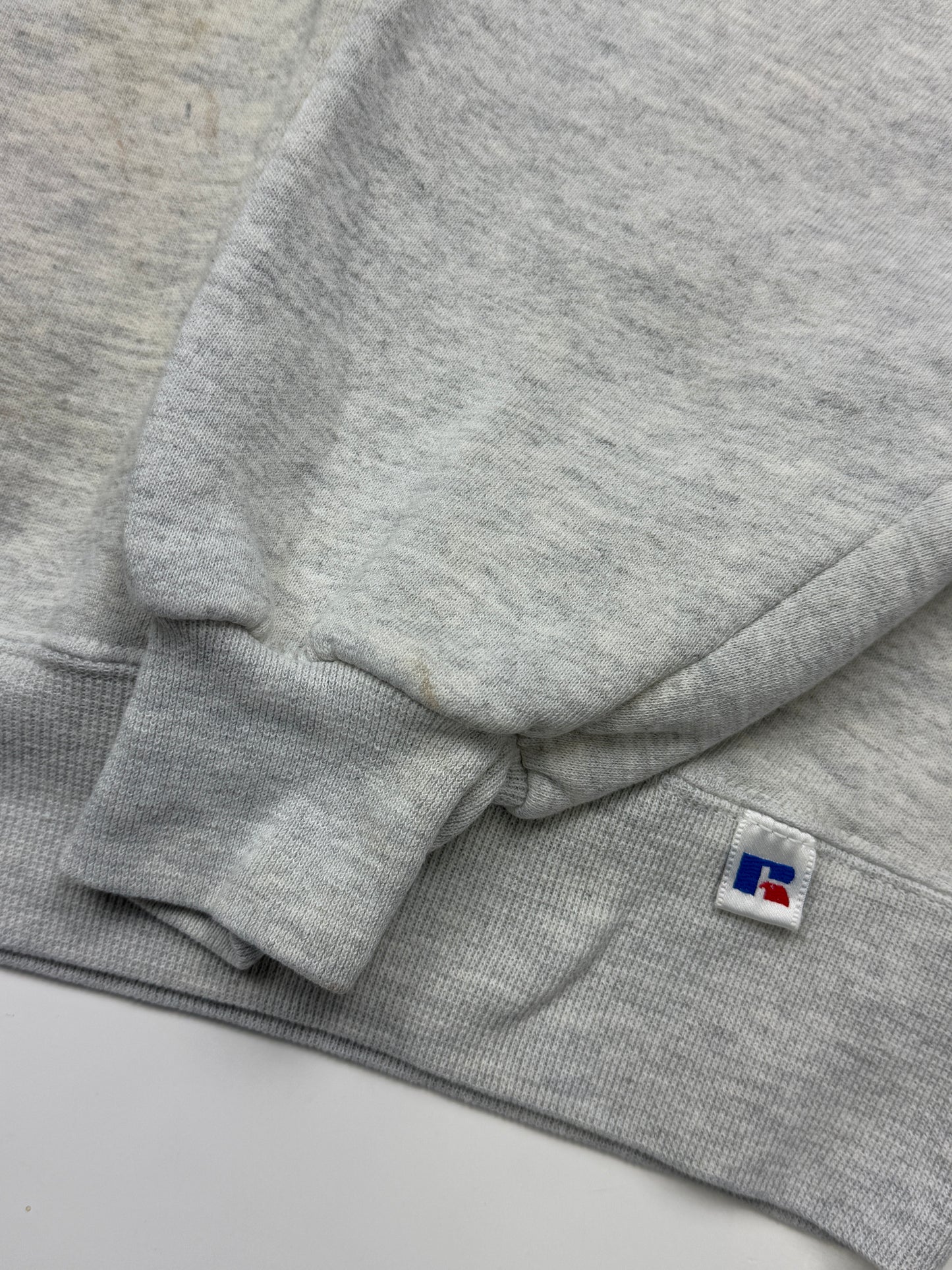 Vintage 90s Russell Athletic Cropped Boxy Fit Blank Crewneck Sweatshirt Size M Heather Gray