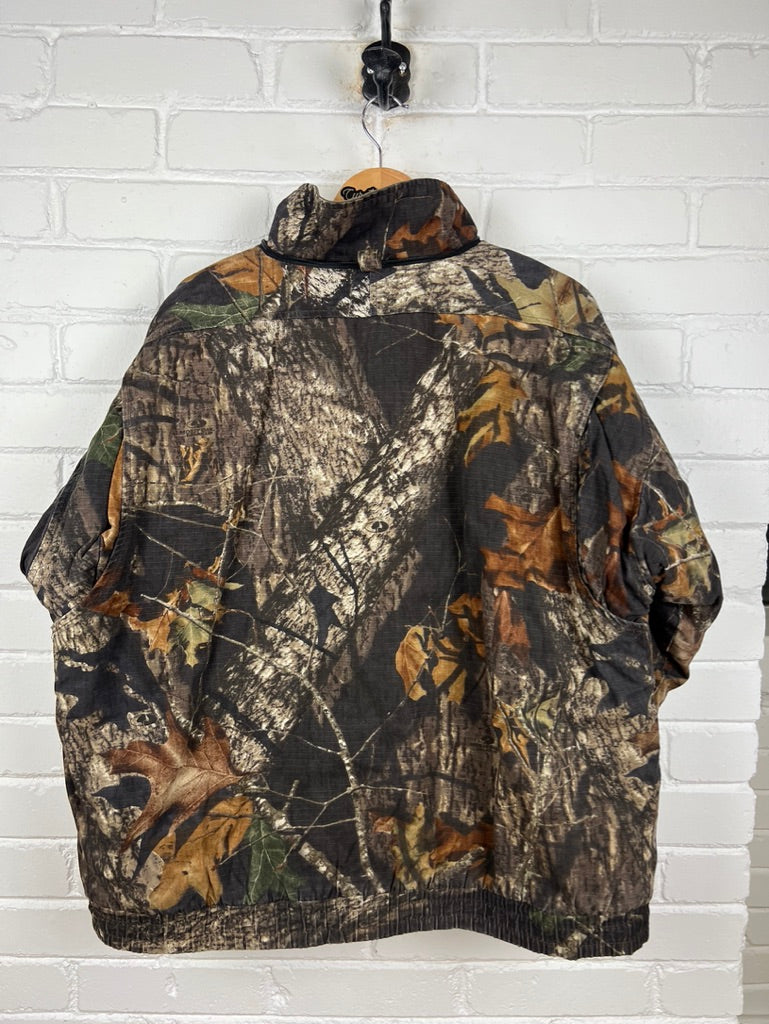 Mossy Oak Real Tree Camo Rip Stop Insulated Full Zip bomber Jacket Size XL Earth Tones