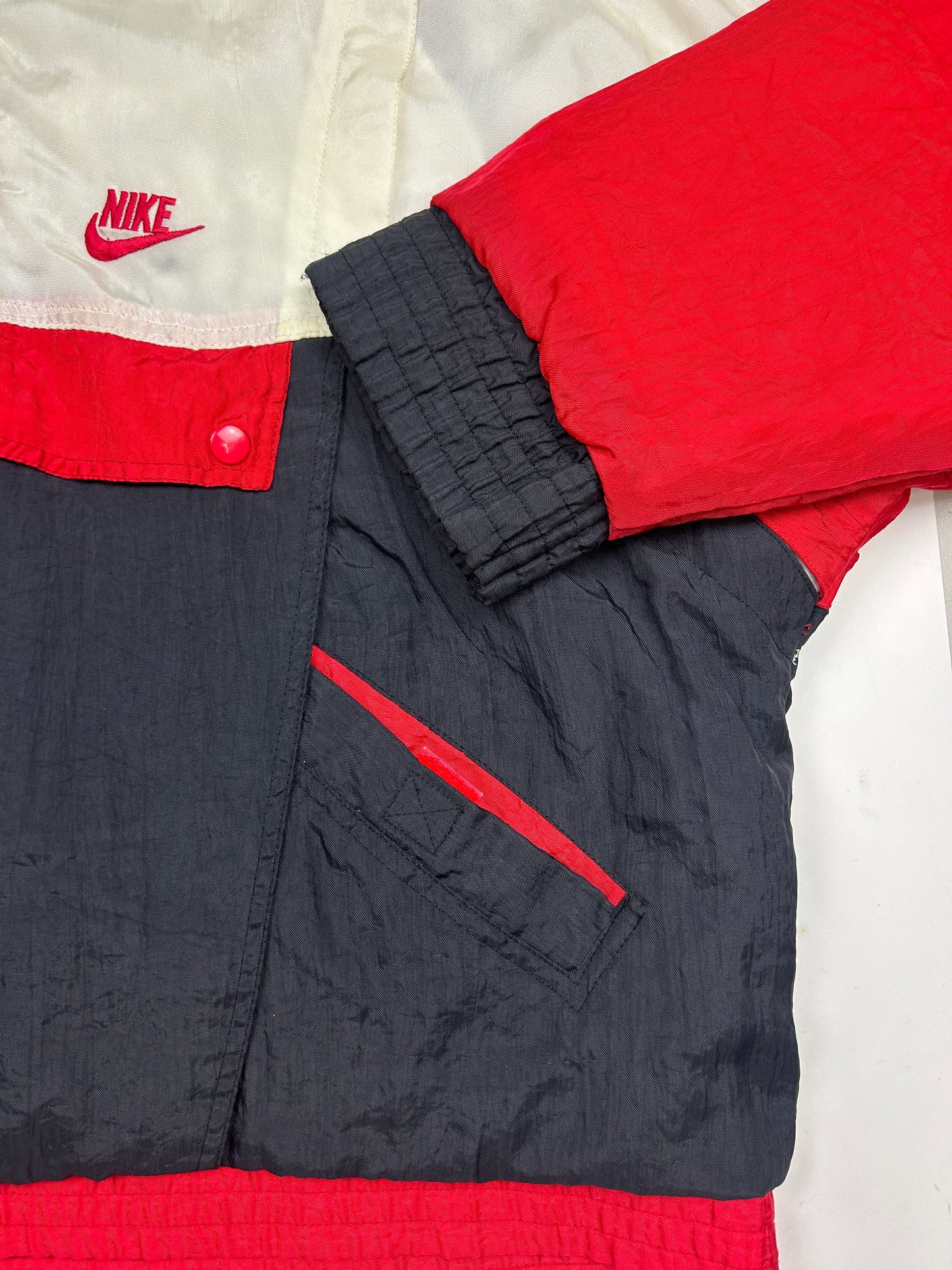 Vintage 80s/90s Nike Flight Embroidered Insulated Half Zip Pullover Jacket Size XL