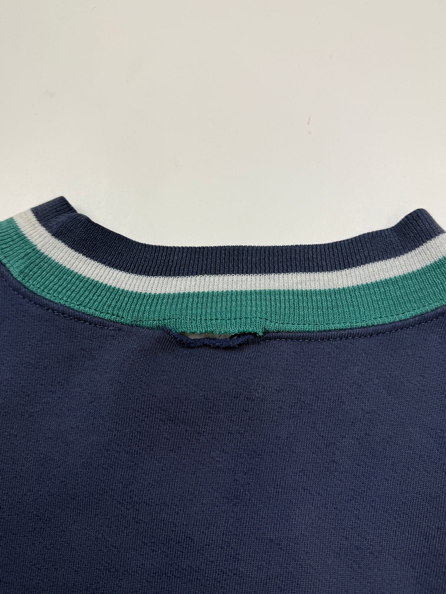 Vintage 90s Blank Striped Cuffs Navy Blue Crewneck Sweatshirt Size XL