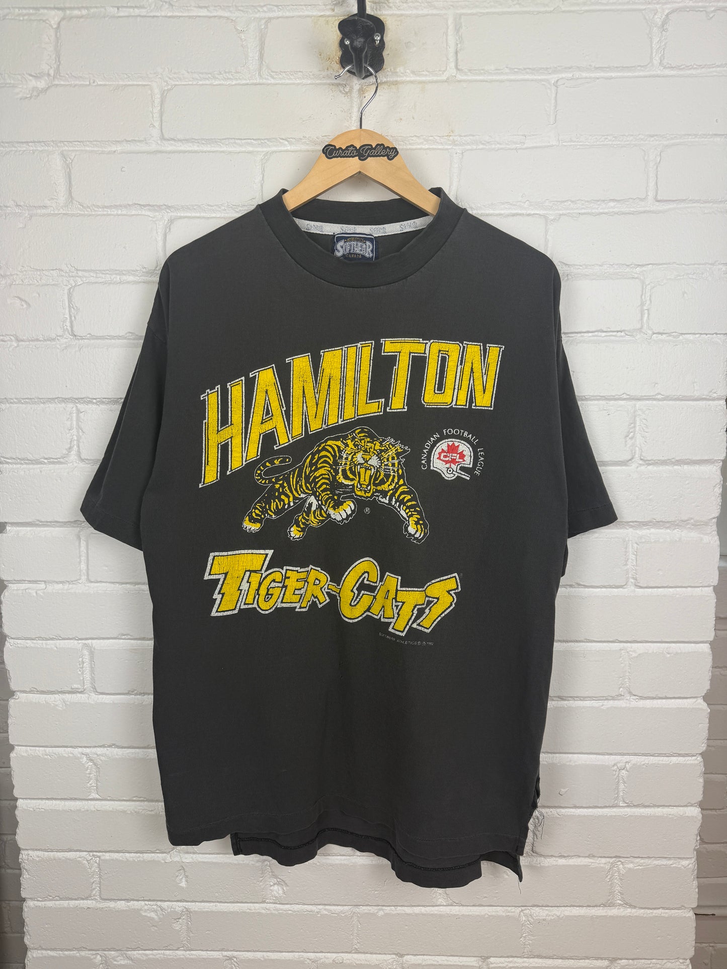 Vintage 1992 Hamilton Tiger-Cats CFL Football Graphic T Shirt Size L 90s