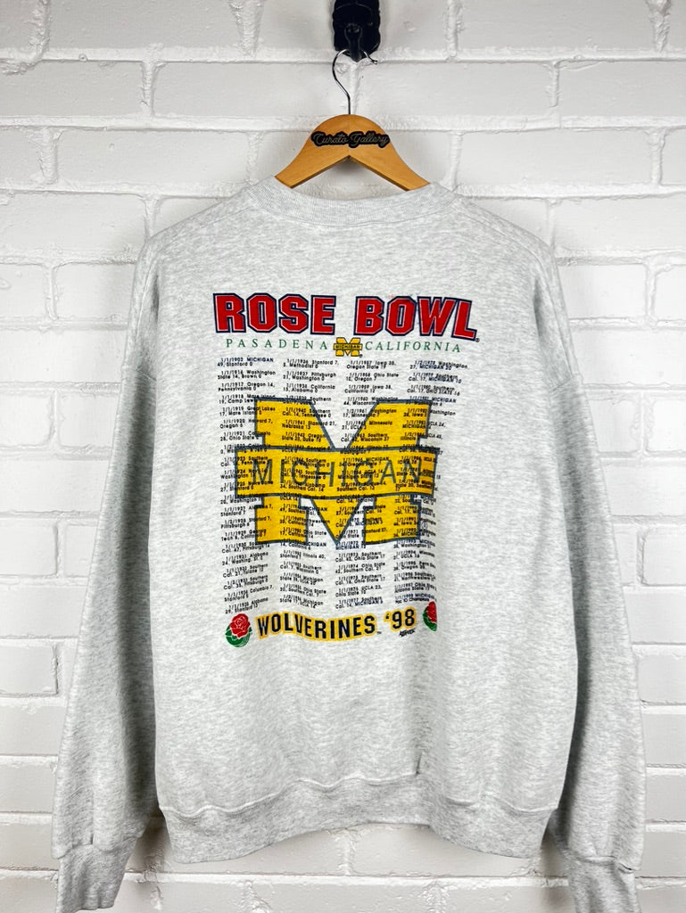 Vintage 1998 Michigan Wolverines Rose Bowl Big Ten Champs Football Sweatshirt Size XL 90s