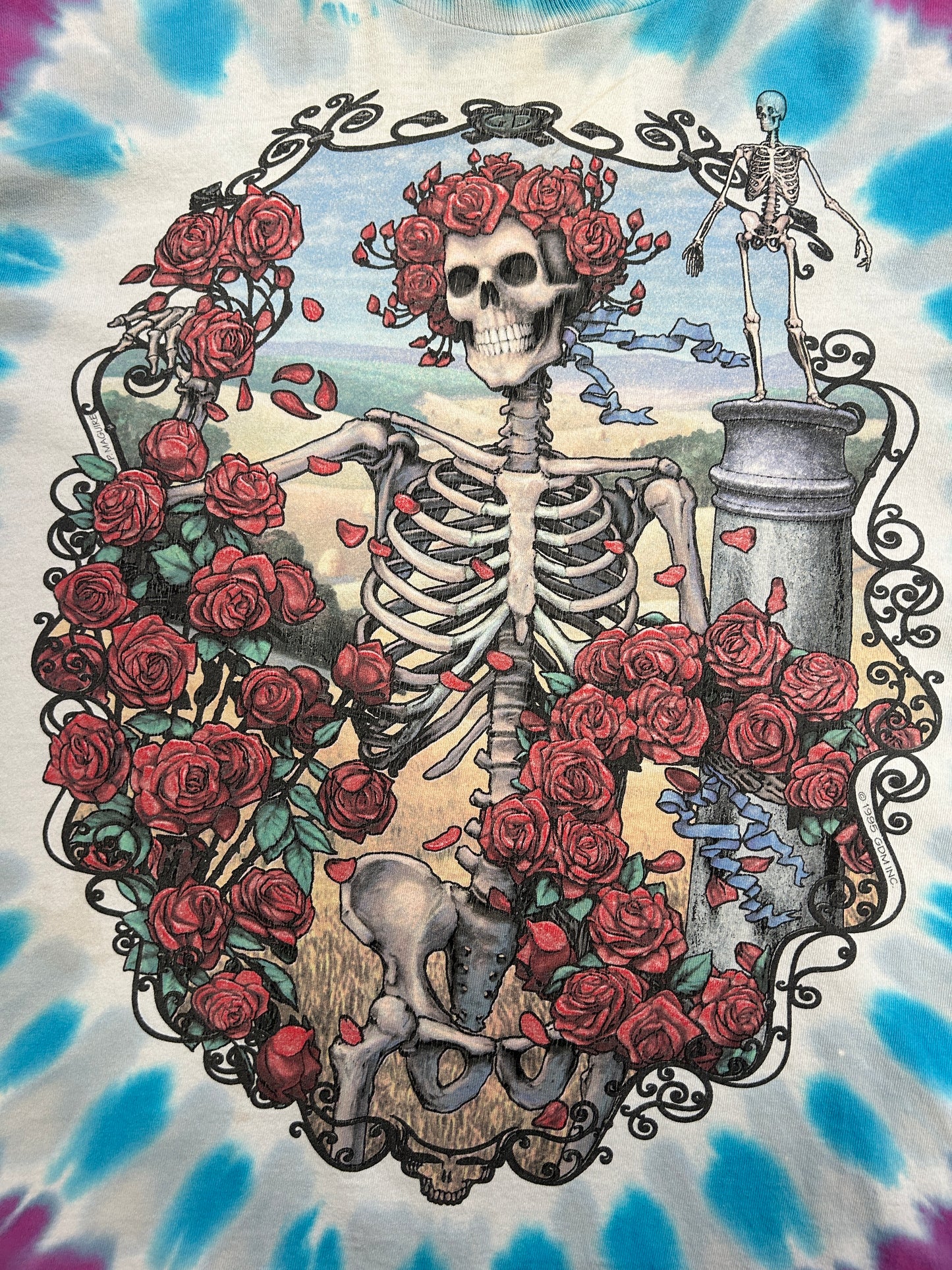 Vintage 1995 Grateful Dead 30 Years Skull Roses Tie-Dye Band Music Long Sleeve T-Shirt Size XL 90s