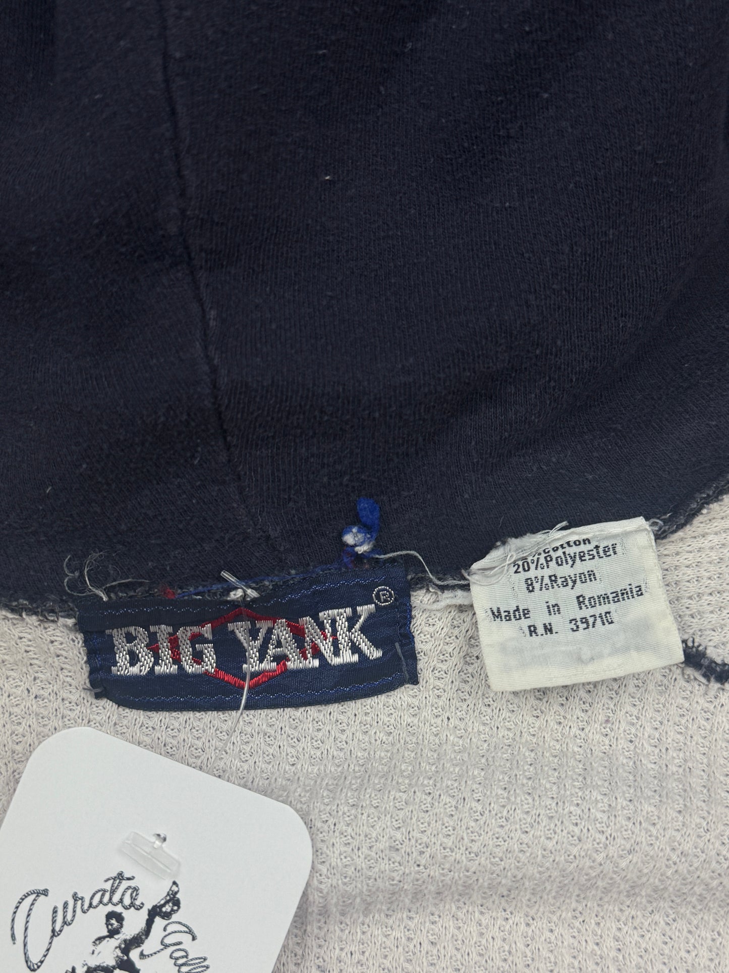 Vintage 80s Big Yank Thermal Lined Blank Cropped Boxy Full Zip Hooded Sweatshirt Size L