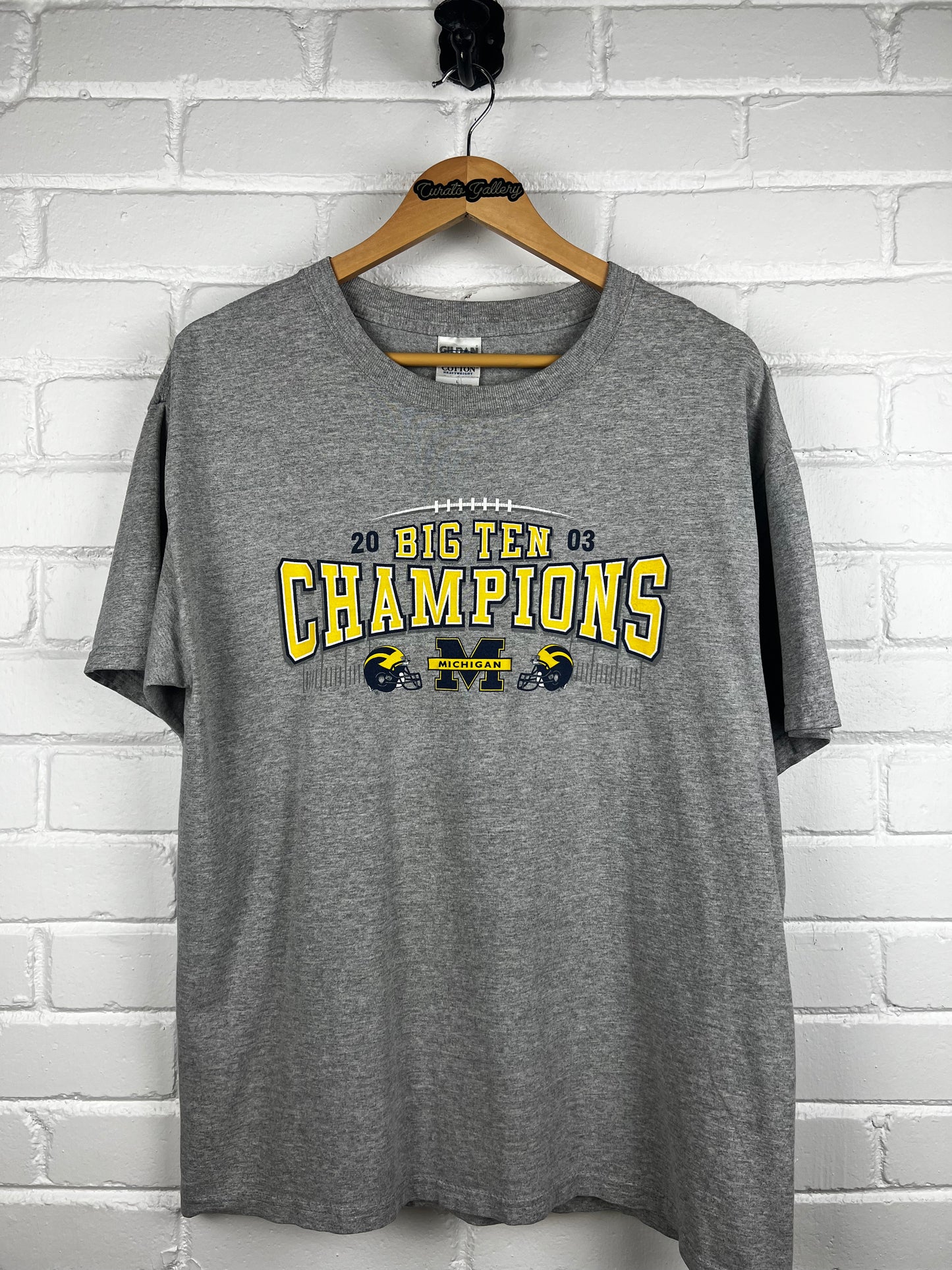 Vintage 2003 Michigan Wolverines Big Ten Champions Football NCAA T Shirt Size L