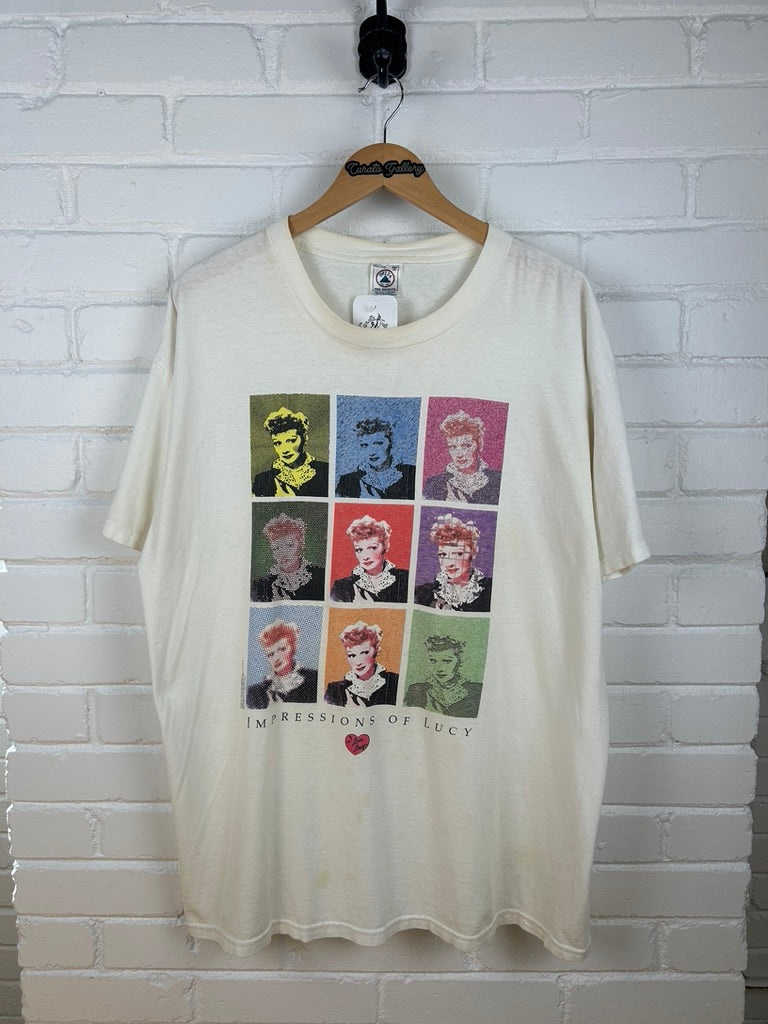 Vintage 1997 I Love Lucy Impressions Of Lucy Art Graphic TV Promo T Shirt Size XL 90s