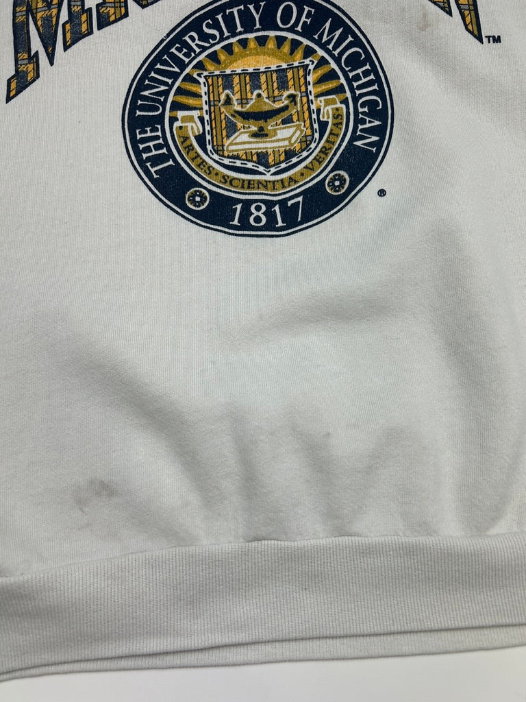 Vintage 80s/90s Michigan Wolverines Iniversity Crest Arc Spell Out Sweatshirt Size XL