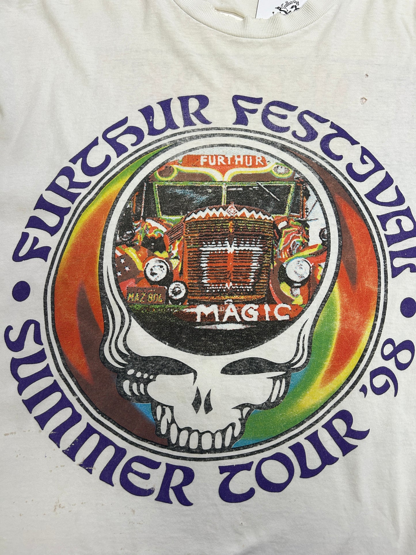 Vintage 1998 Grateful Dead Furthur Festival Summer Tour Skull Music T-Shirt Size XL 90s