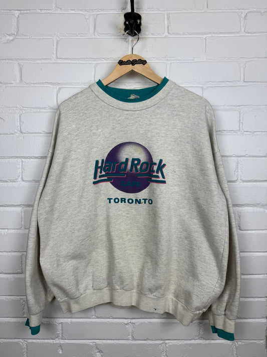 Vintage 1989 Hard Rock Cafe Toronto Puff Print Logo Crewneck Sweatshirt Size XL