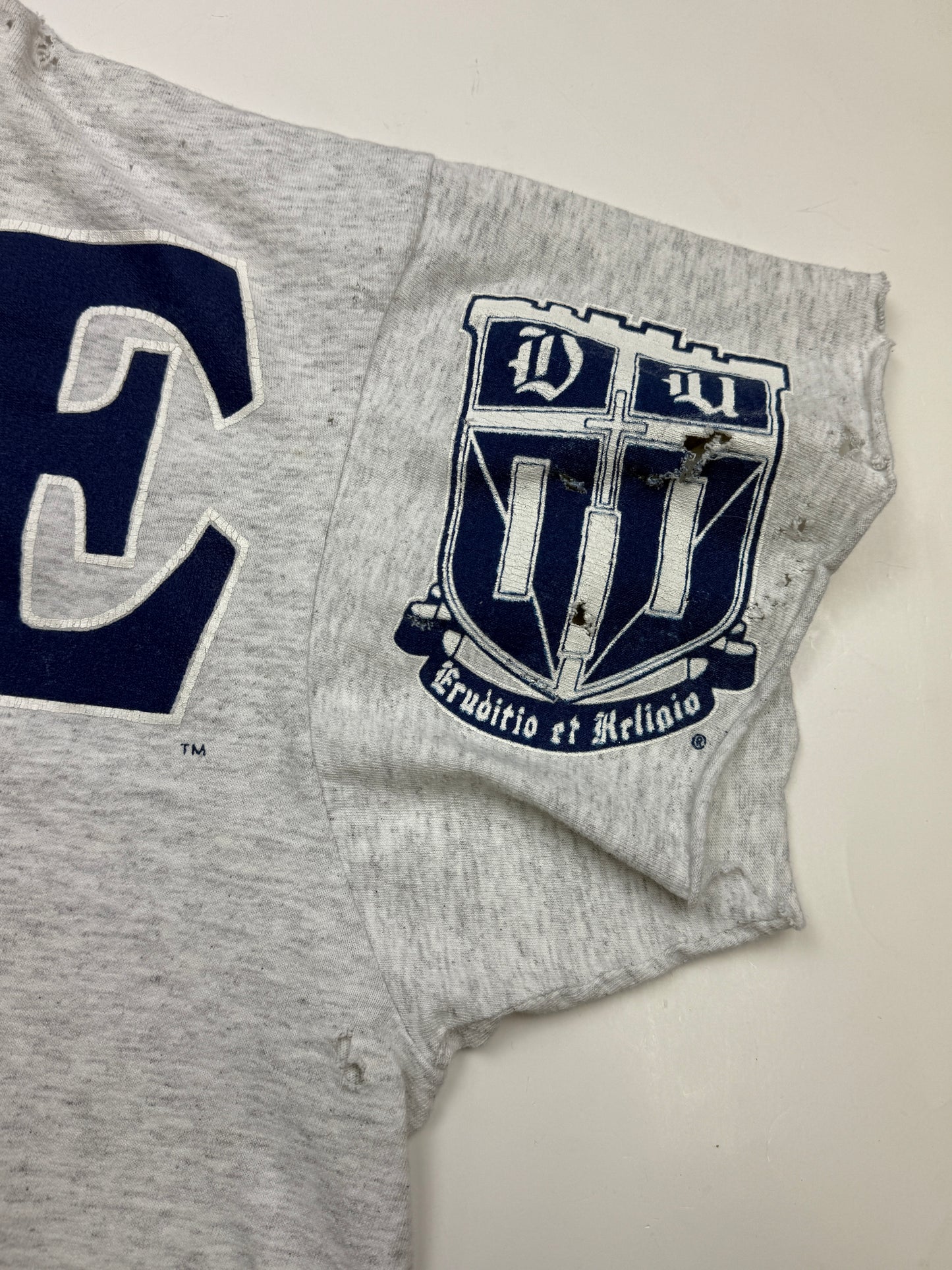 Vintage 90s Duke Blue Devils NCAA Big Spell Out Basketball Graphic T Shirt Size XXL