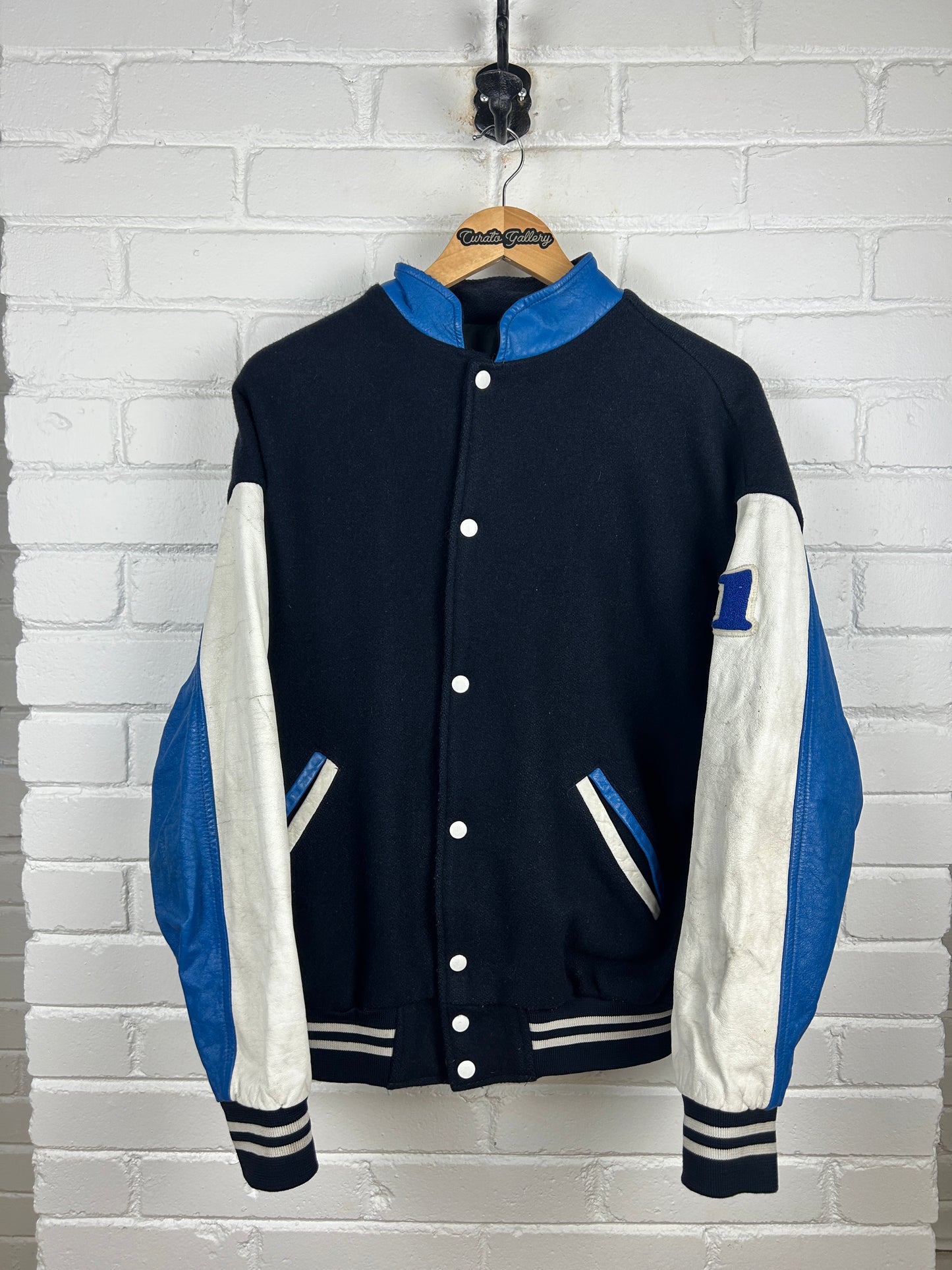 Vintage 90s Adjac Two Tone Wool Varsity Letterman Jacket Size L