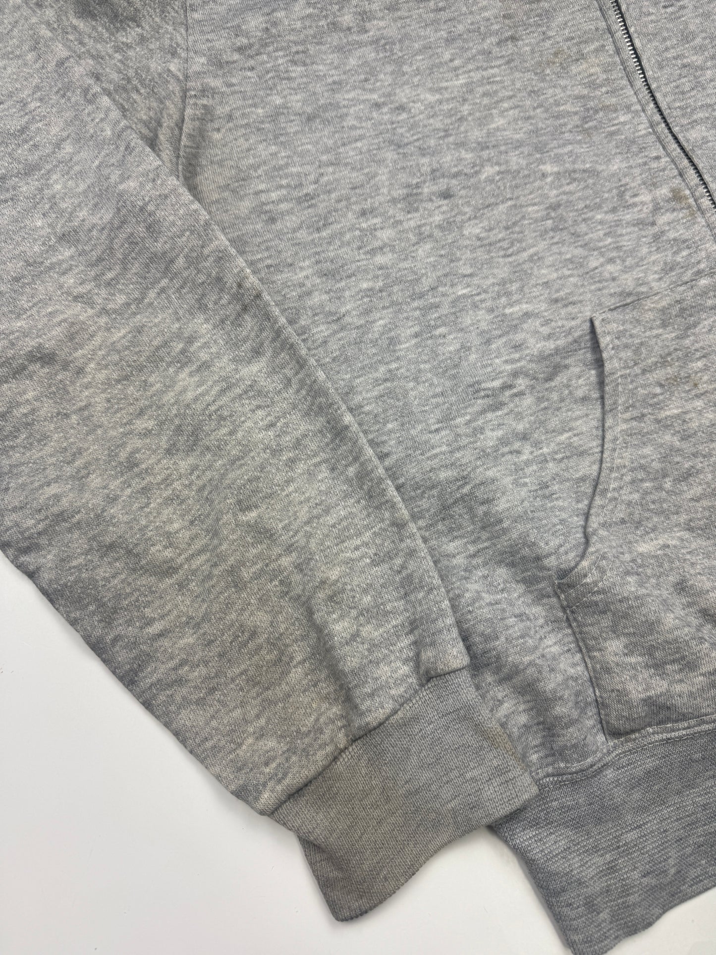 Vintage 80s Blank Heather Gray Cropped Boxy Hooded Sweatshirt Size L