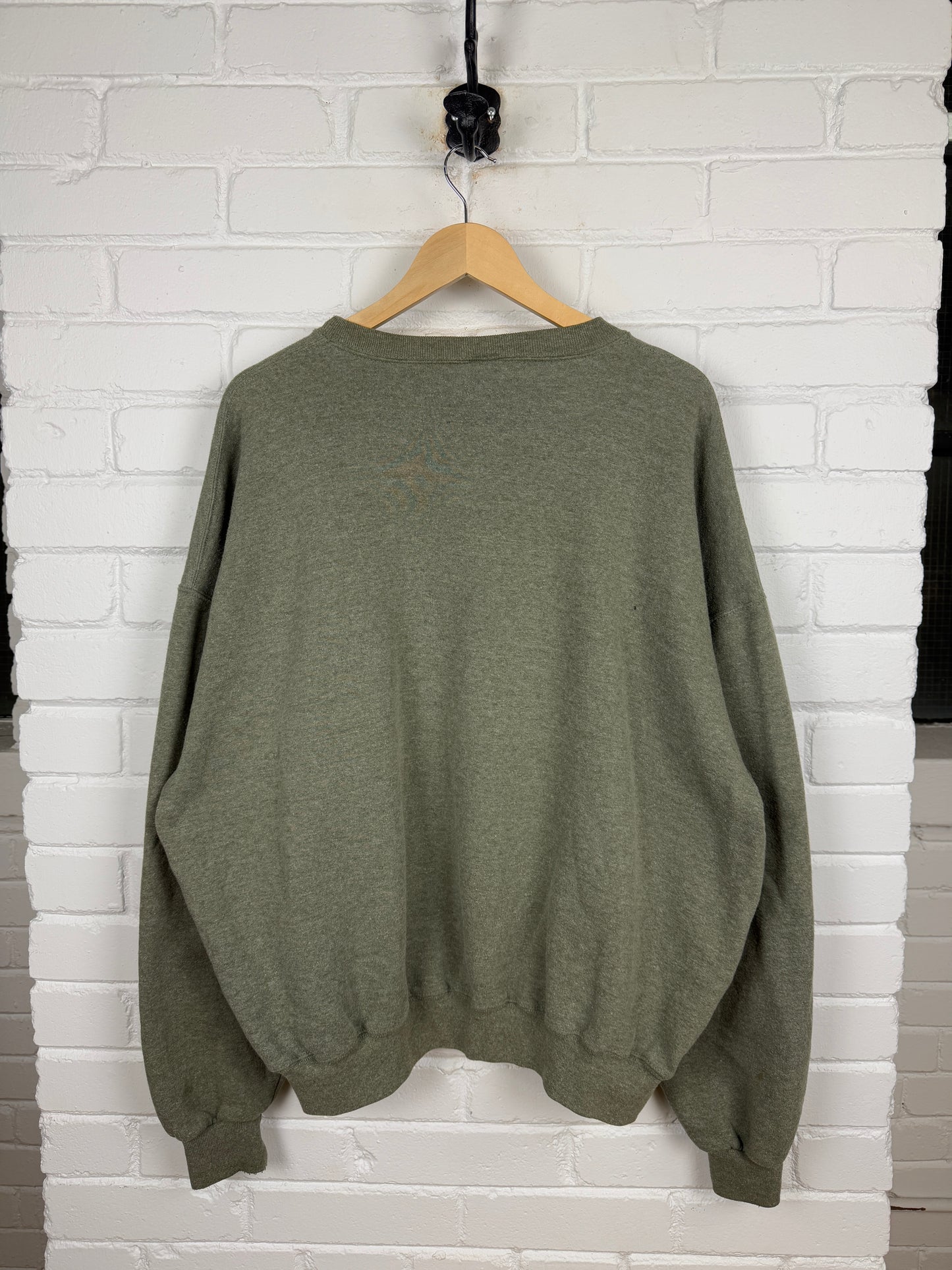 Vintage Russell Athletic Cropped Boxy Fit Blank Crewneck Sweatshirt Size XXL Charcoal Dark Olive
