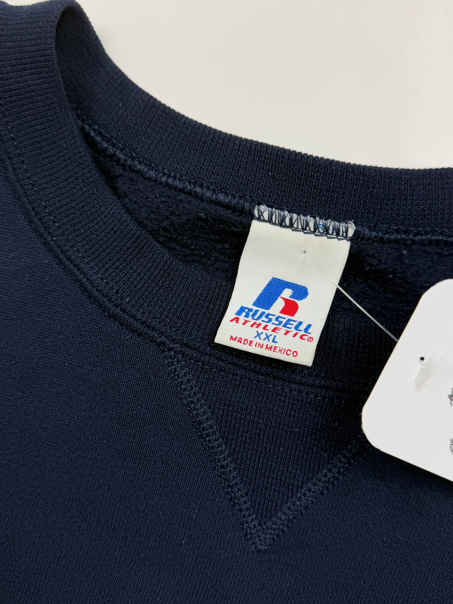 Russell Athletic Cropped Boxy Fit Blank Crewneck Sweatshirt Size XXL Navy Blue