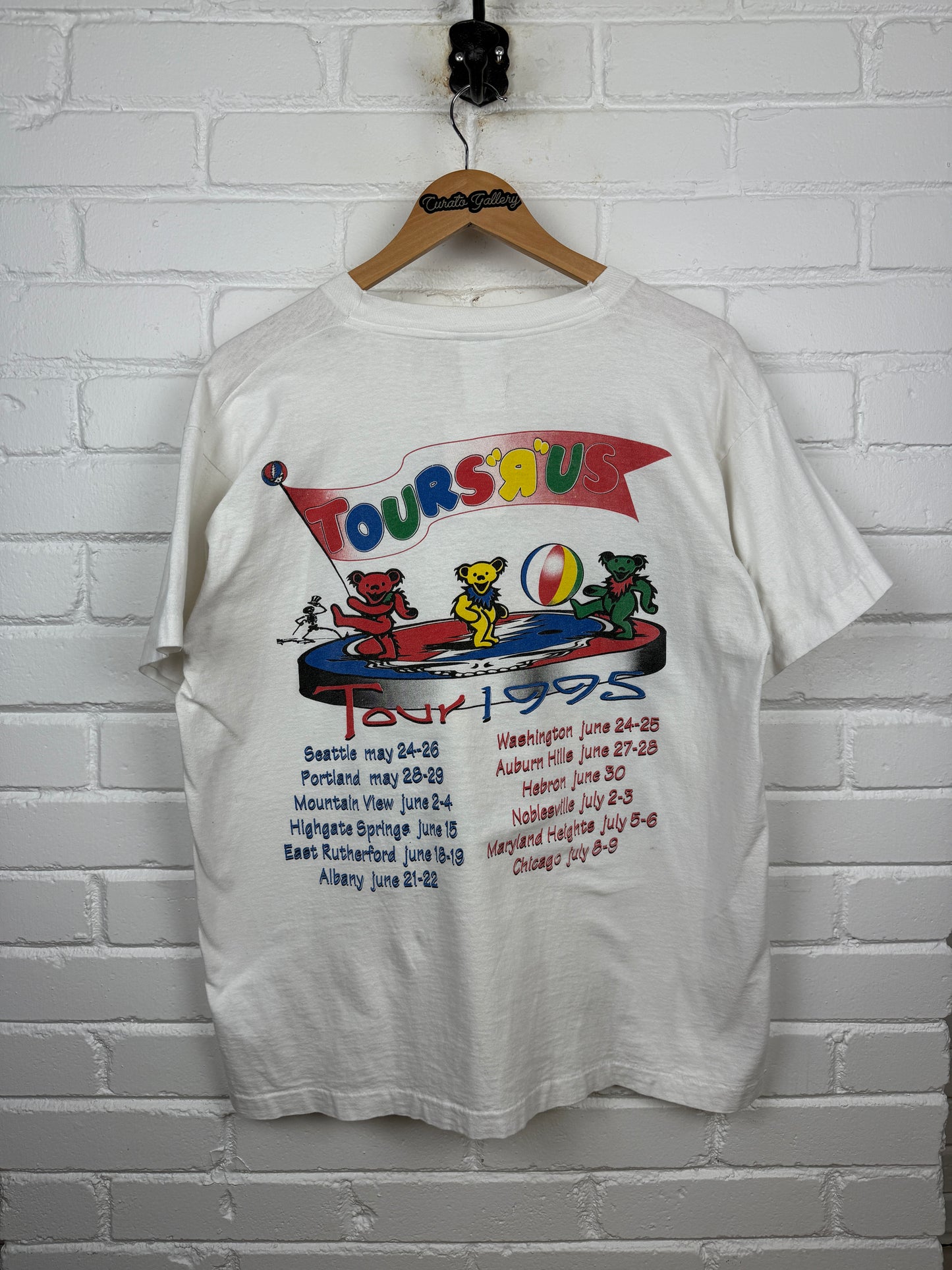Vintage 1995 Grateful Tours R Us 30th Anniversary Trip Dancing Bear Band Music T Shirt Size L 90s