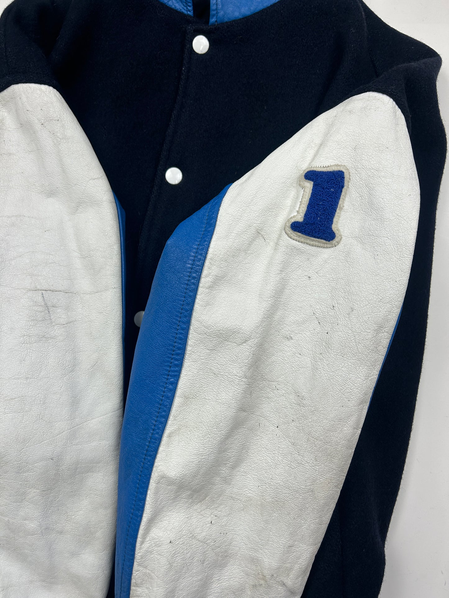 Vintage 90s Adjac Two Tone Wool Varsity Letterman Jacket Size L