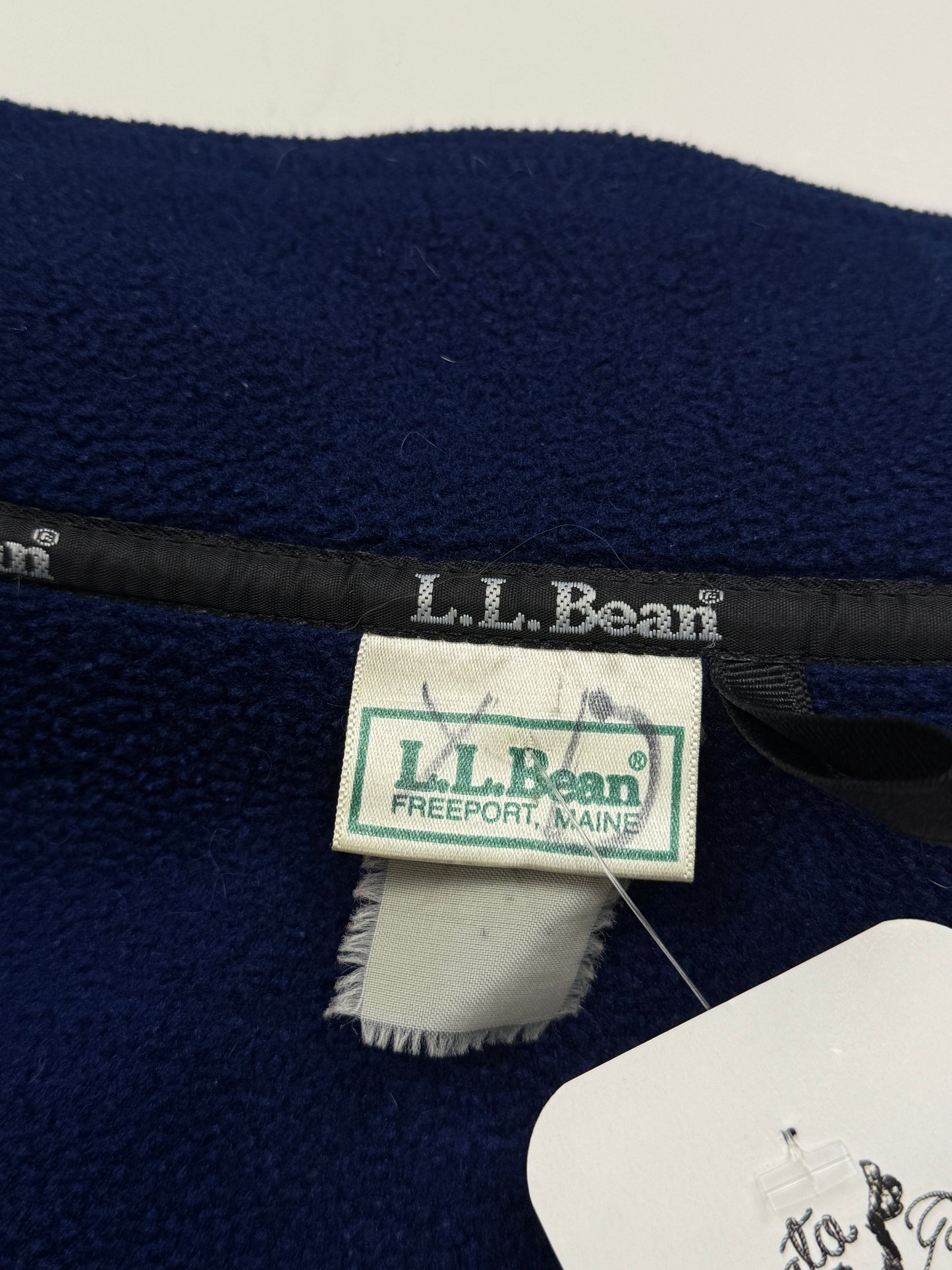 Vintage LL Bean Embroidered Spell Out Full Zip Fleece Sweater Size XXL Navy Blue