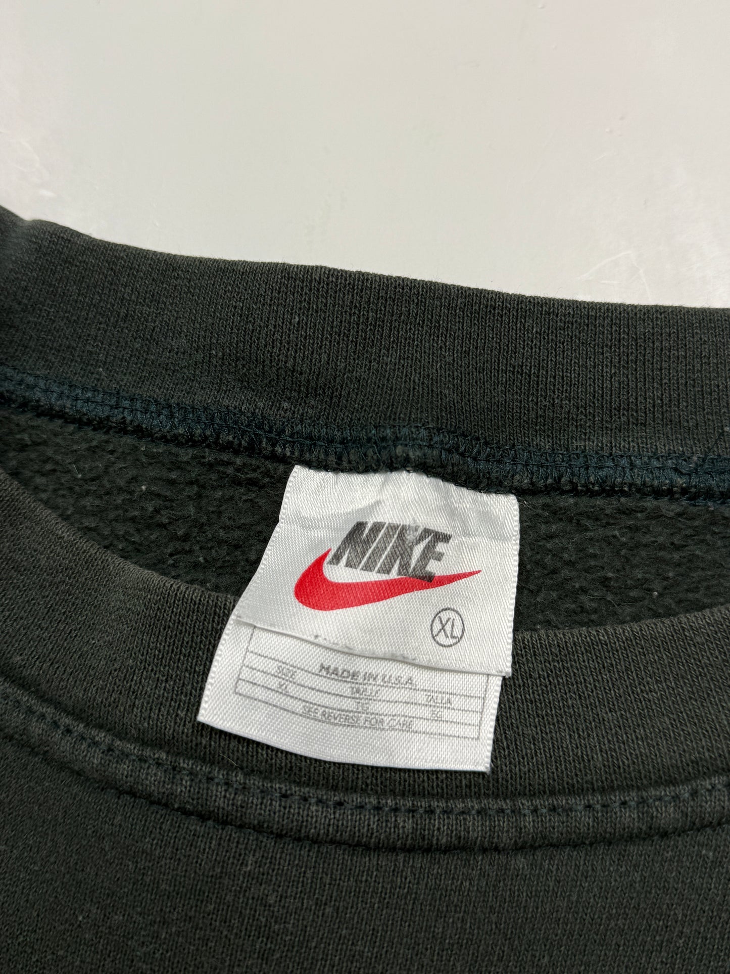 Vintage 90s Nike Athletics Embroidered Arc Spell Out Mini Swoosh Crewneck Sweatshirt Size XL