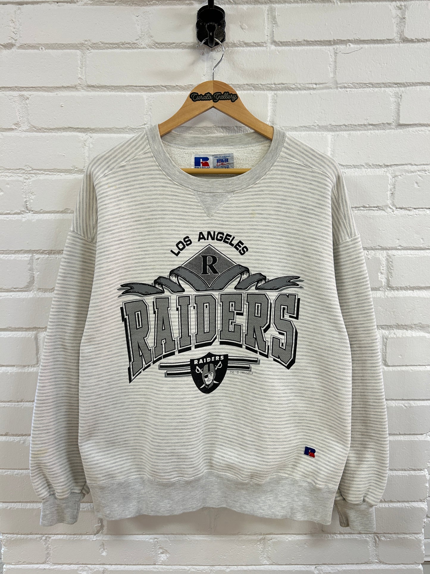 Vintage 1993 Los Angeles NFL Striped Russell Athletic Graphic Sweatshirt Size XXL 90s