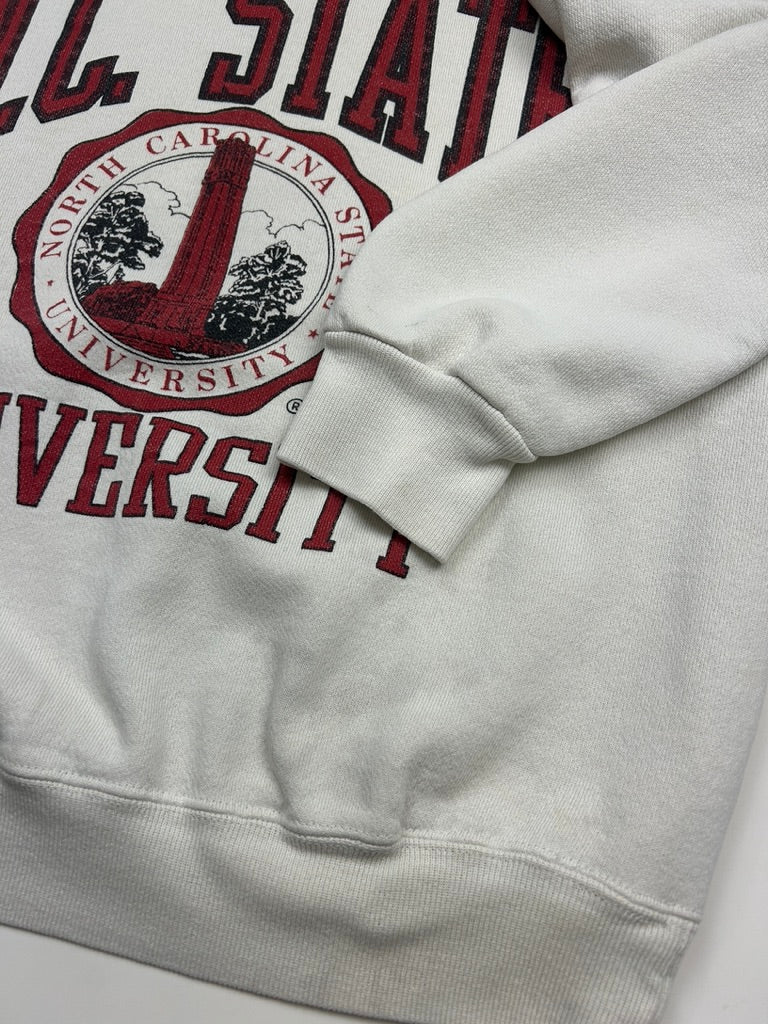 Vintage 90s NC State University Wolf Pack Collegiate Crest Graphic Sweatshirt Size M