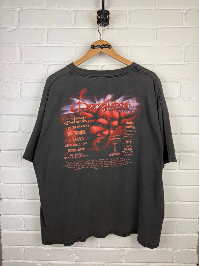 Vintage 2002 Ozzfest Ozzy Osbourne Rob Zombie SOAD Festival Music Band T Shirt Size XXL