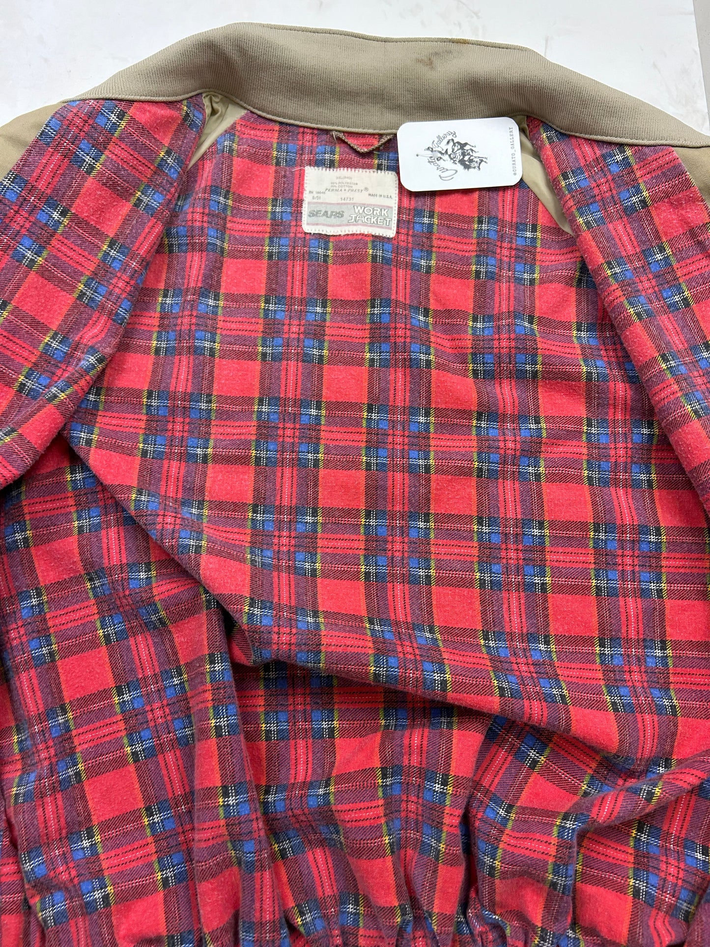 Vintage 80s/90s Sears Plaid Lined Work Jacket Harrington Style Light Jacket XXL