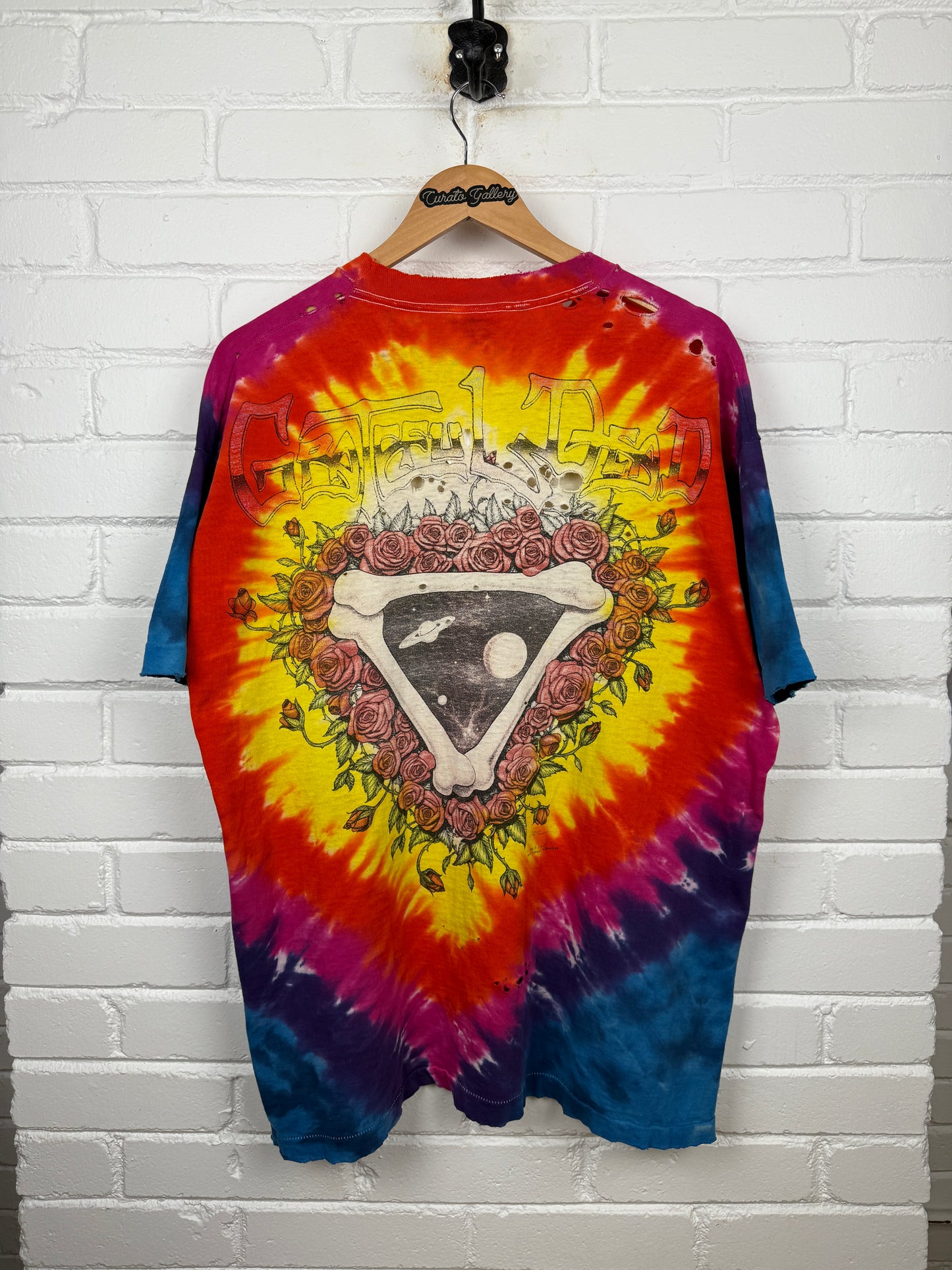 Vintage 1992 Grateful Dead Space Your Face Tie Dye Distressed GD Music T Shirt Size XL 90s