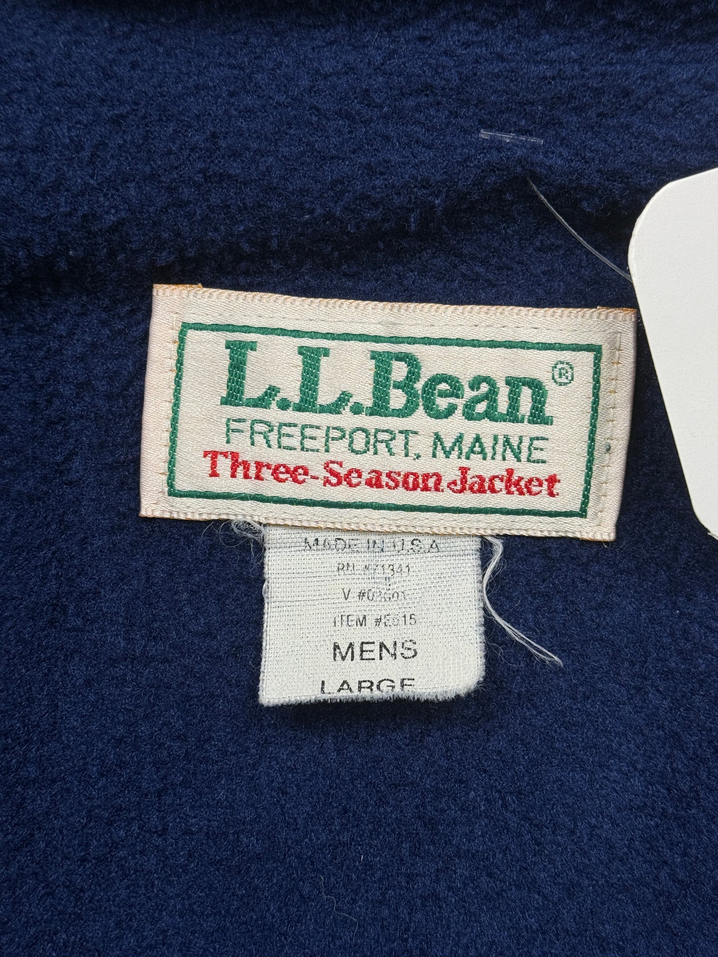 Vintage 90s LL Bean Three Season Fleece Cropped Lined Bomber Jacket Size L Blue