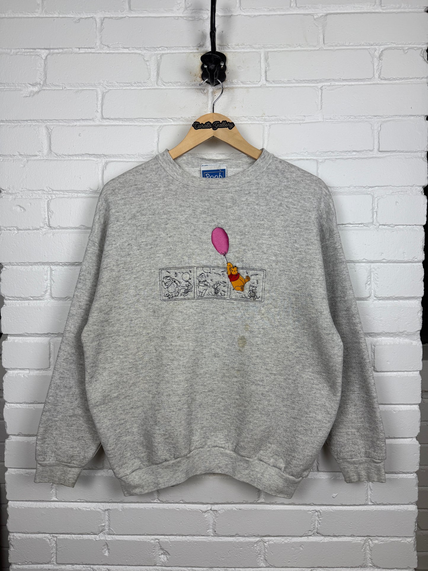 Vintage 90s Winnie The Poo Disney Embroidered Graphic Piglet Crewneck Sweatshirt Size L