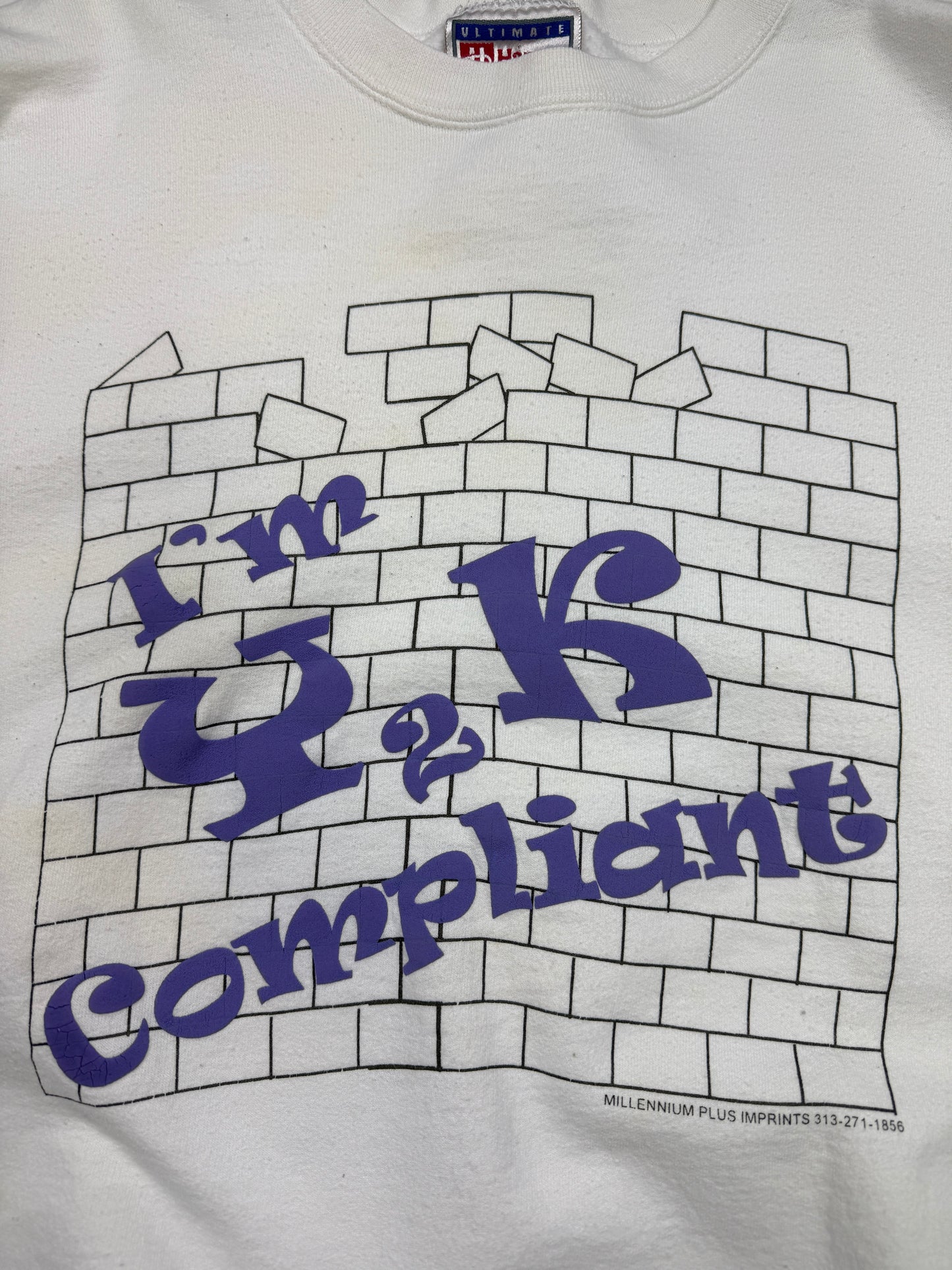 Vintage Im Y2K Compliant Puff Print Graphic Crewneck Sweatshirt Size XL