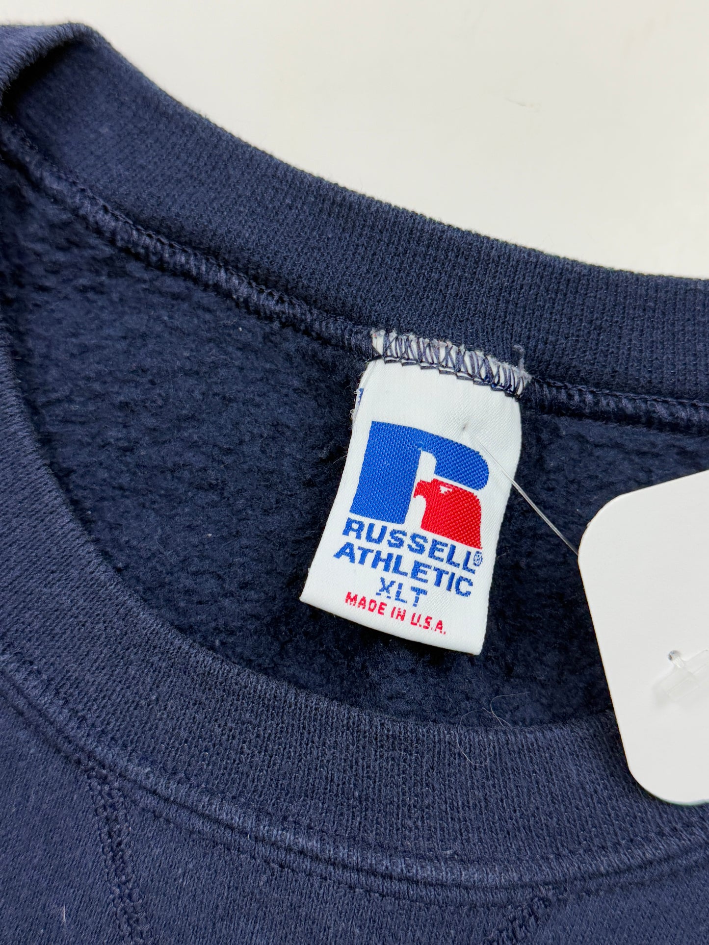 Vintage Russell Athletic Fit Blank Crewneck Sweatshirt Size XLT Navy Blue