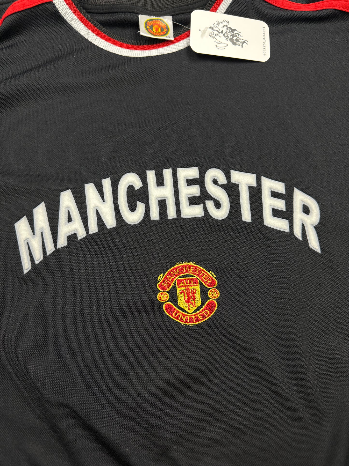 Vintage Manchester United Premier League Soccer Arc Spell Out Warm Up Sweater Size XL