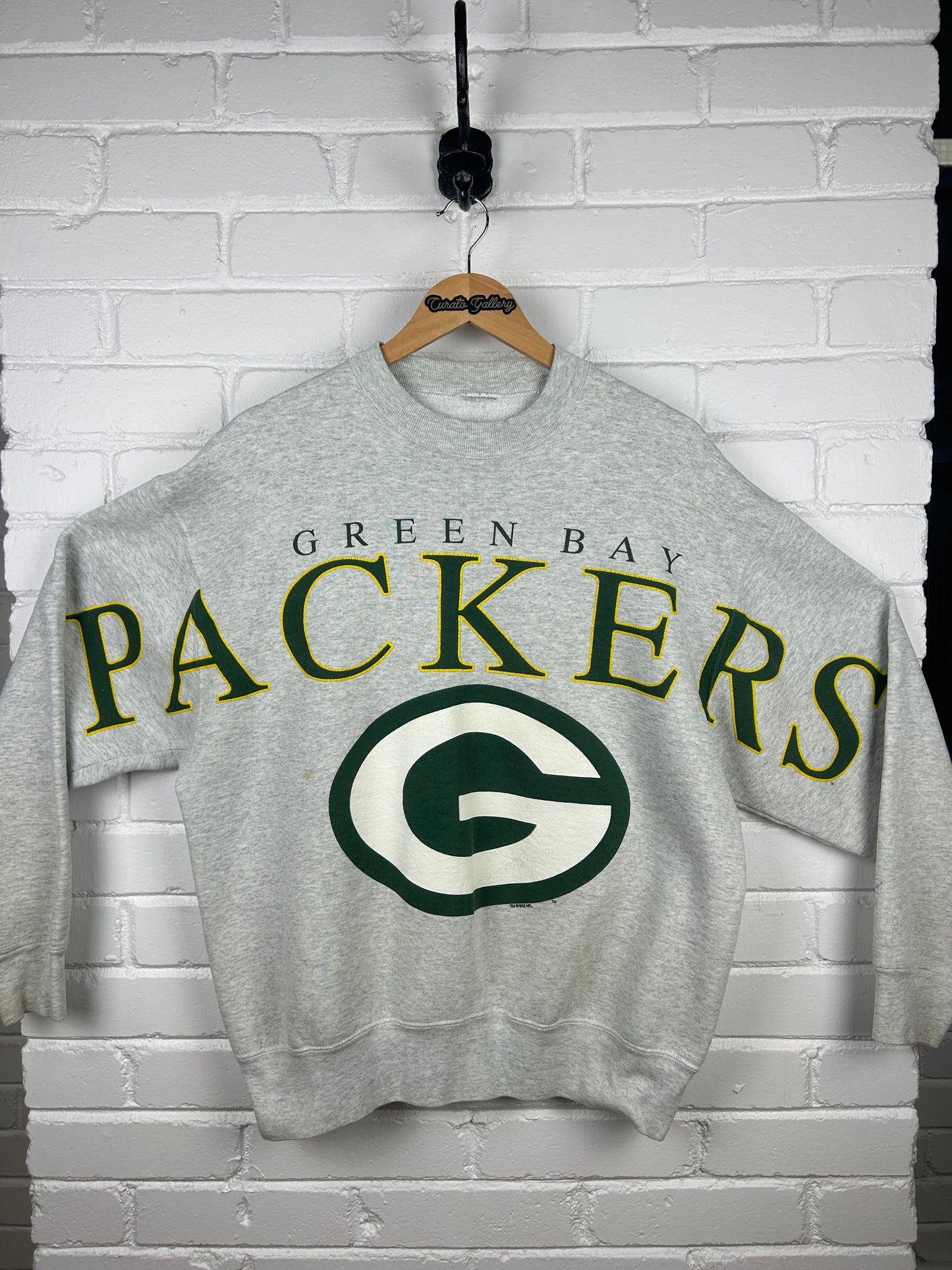 Vintage 1992 Green Bay Packers NFL Arm Spell Out Big Graphic Sweatshirt XL