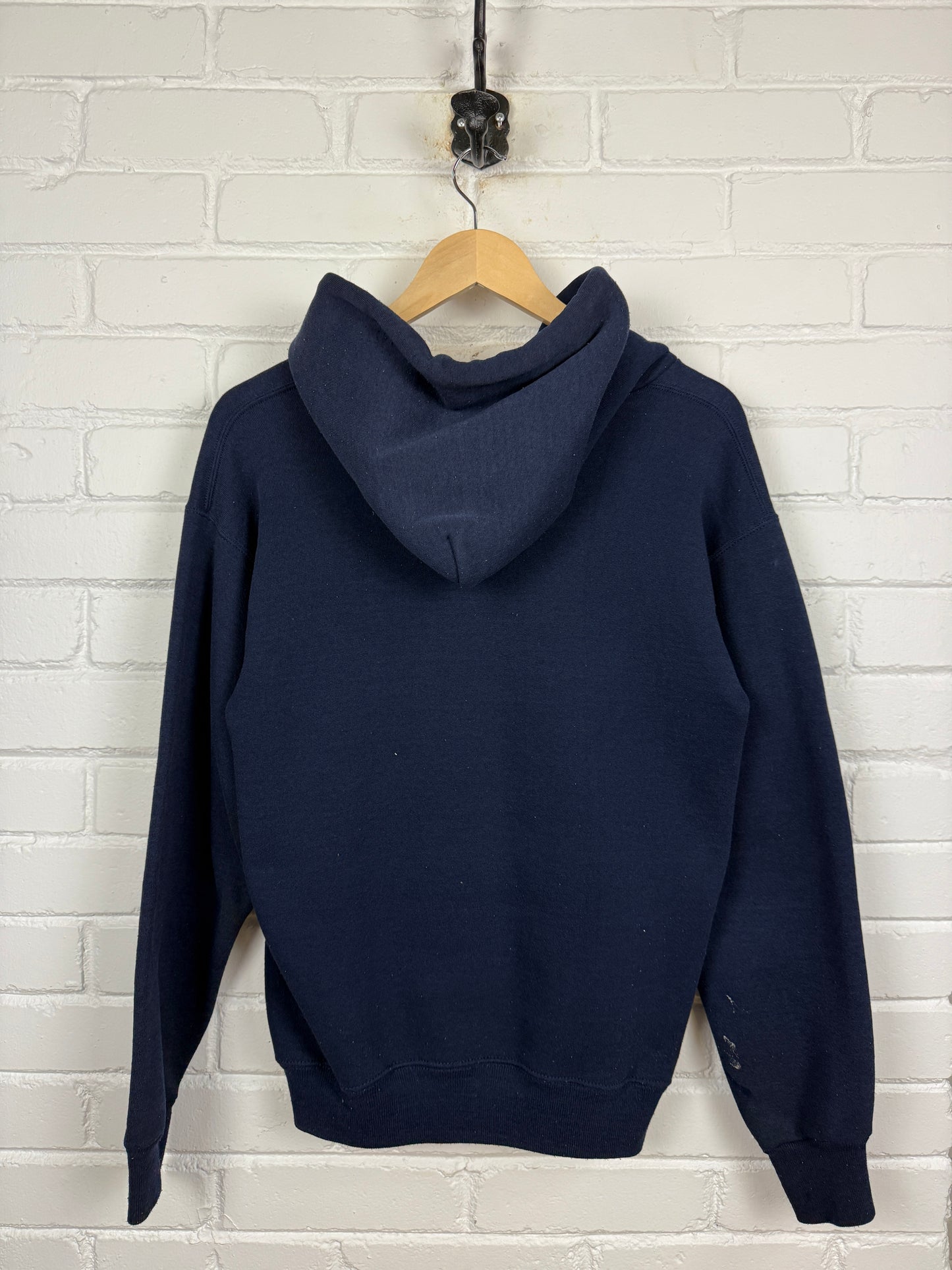 Vintage 80s/90s Nike Embroidered Spell Out Blue Ombre Hooded Sweatshirt Size M