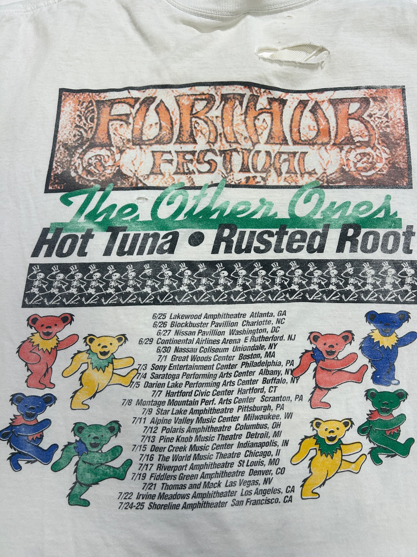 Vintage 1998 Grateful Dead Furthur Festival Summer Tour Skull Music T-Shirt Size XL 90s