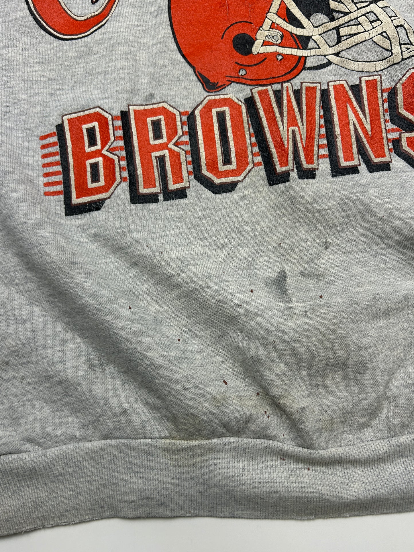 Vintage 80s/90s Cleveland Browns Big Graphic Puff Print NFL Sweatshirt Size L