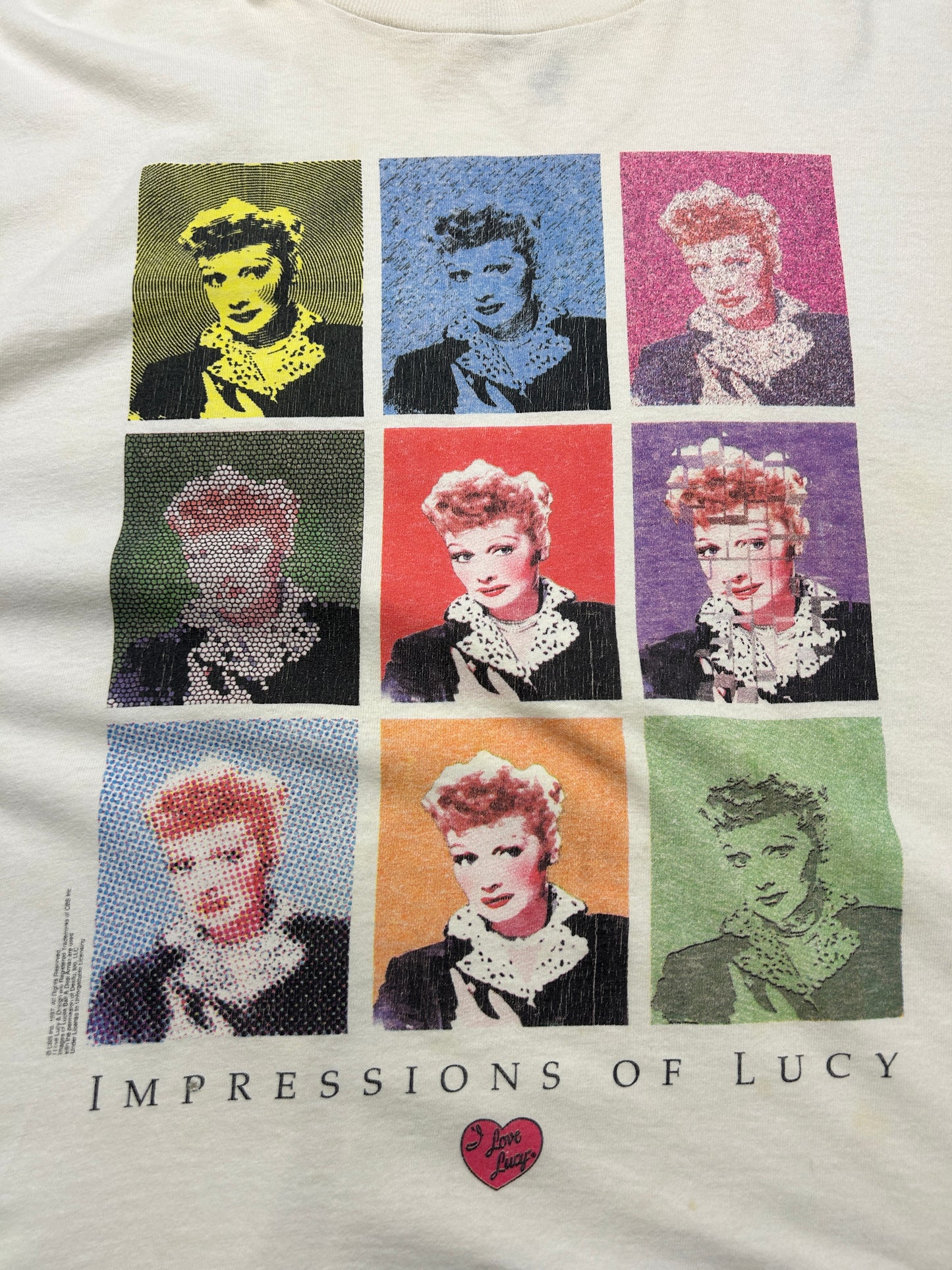 Vintage 1997 I Love Lucy Impressions Of Lucy Art Graphic TV Promo T Shirt Size XL 90s
