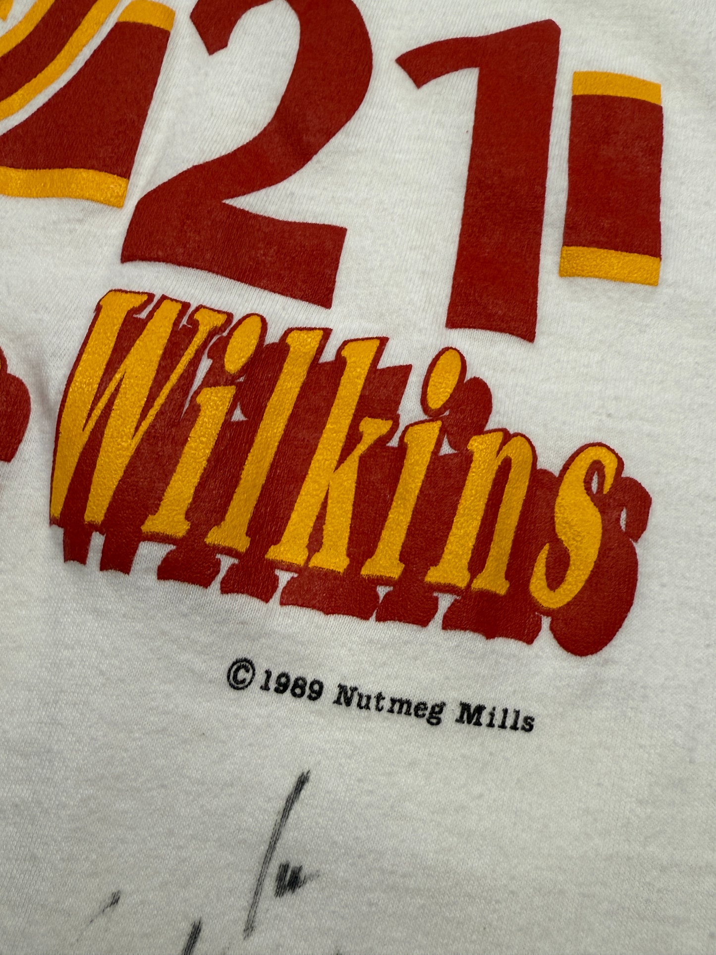 Vintage 1989 Dominique Wilkins #21 Atlanta Hawks NBA Basketball T Shirt Size XL 80s