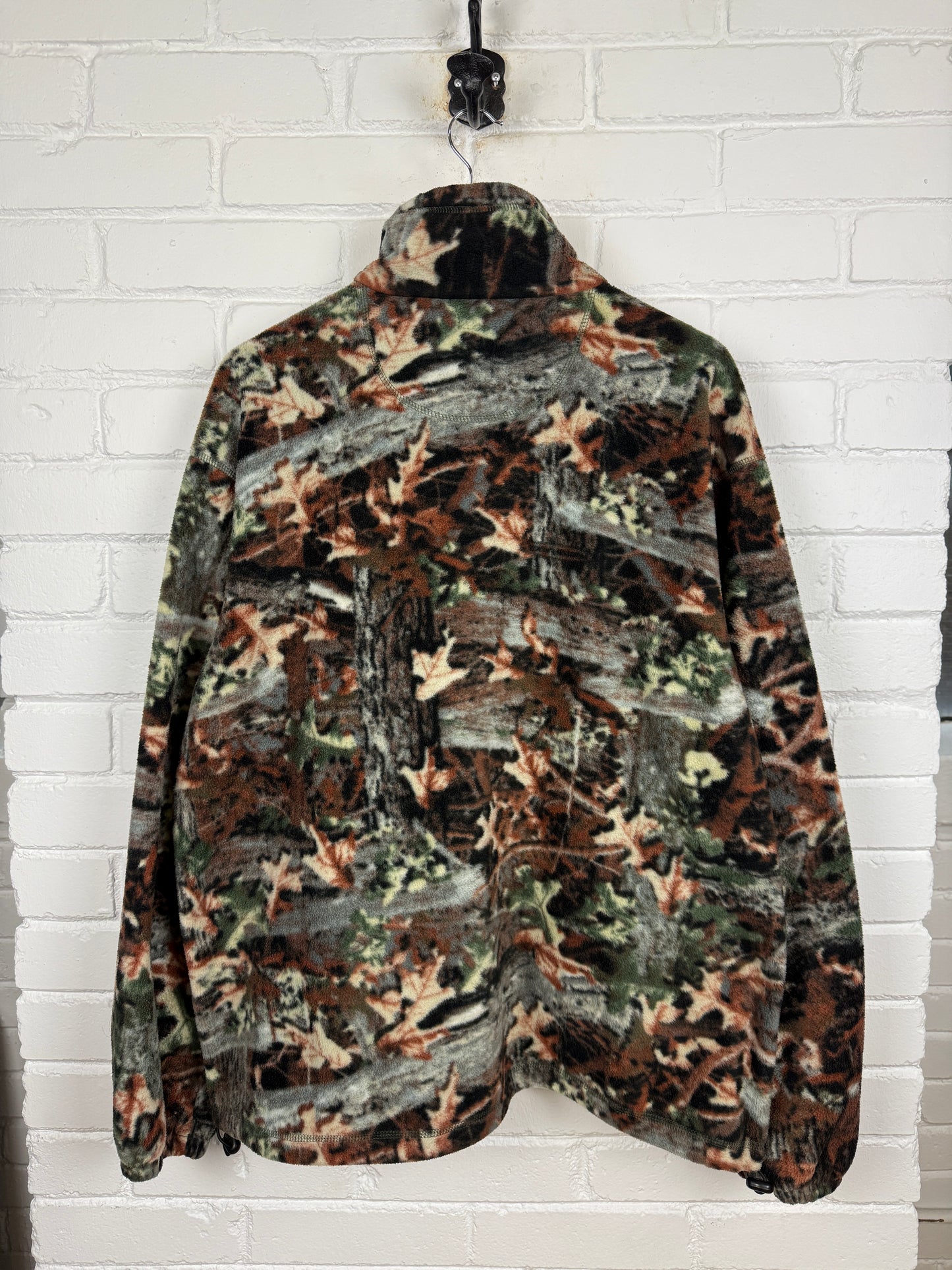 Vintage Brents Tree Camo All Over Print Fleece Full Zip Sweater Size L