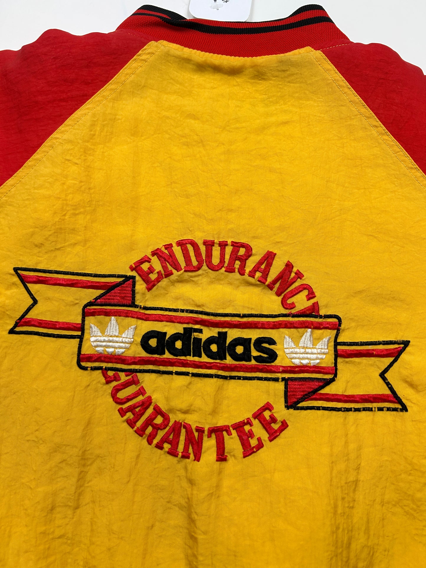 Vintage 80s Adidas Endurance Gurantee Tre Foil Two Tone Insulated Bomber Jacket Size XL