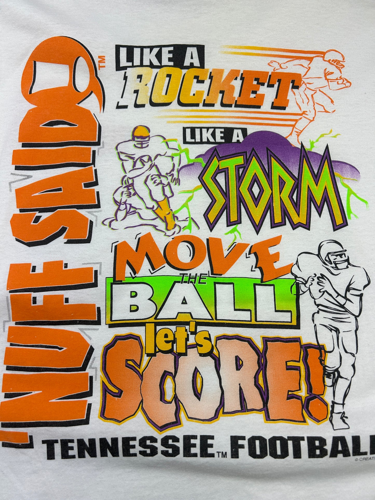 Vintage 90s Tennessee Volunteers Nuff Said Football Big Graphic T Shirt Size XL