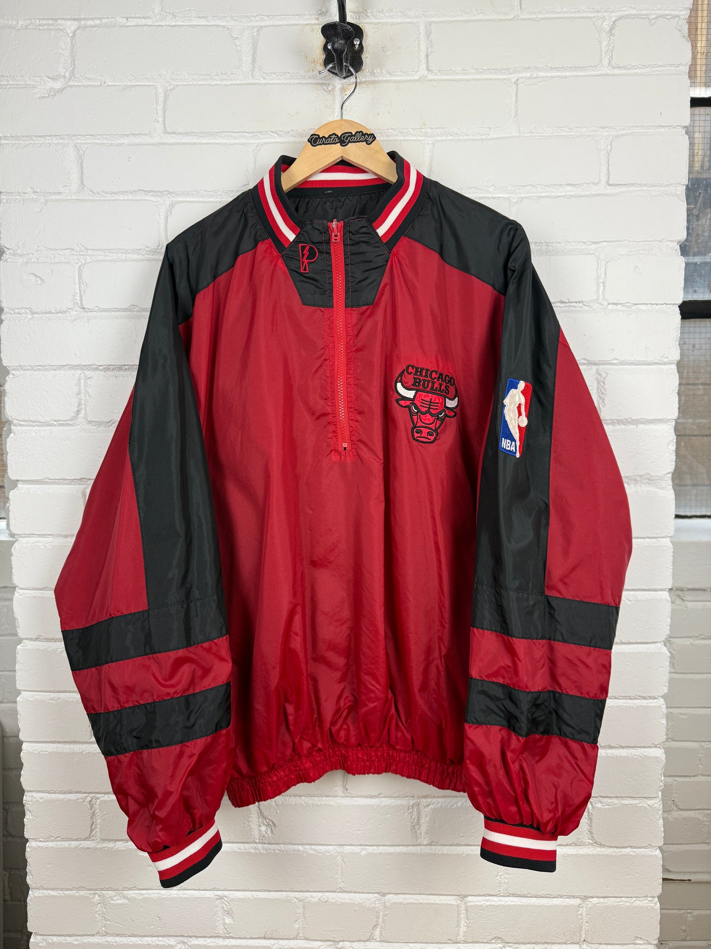 Vintage 90s Chicago Bulls NBA Pro Player Reversible 1/2 Zip Windbreaker Jacket Size XL