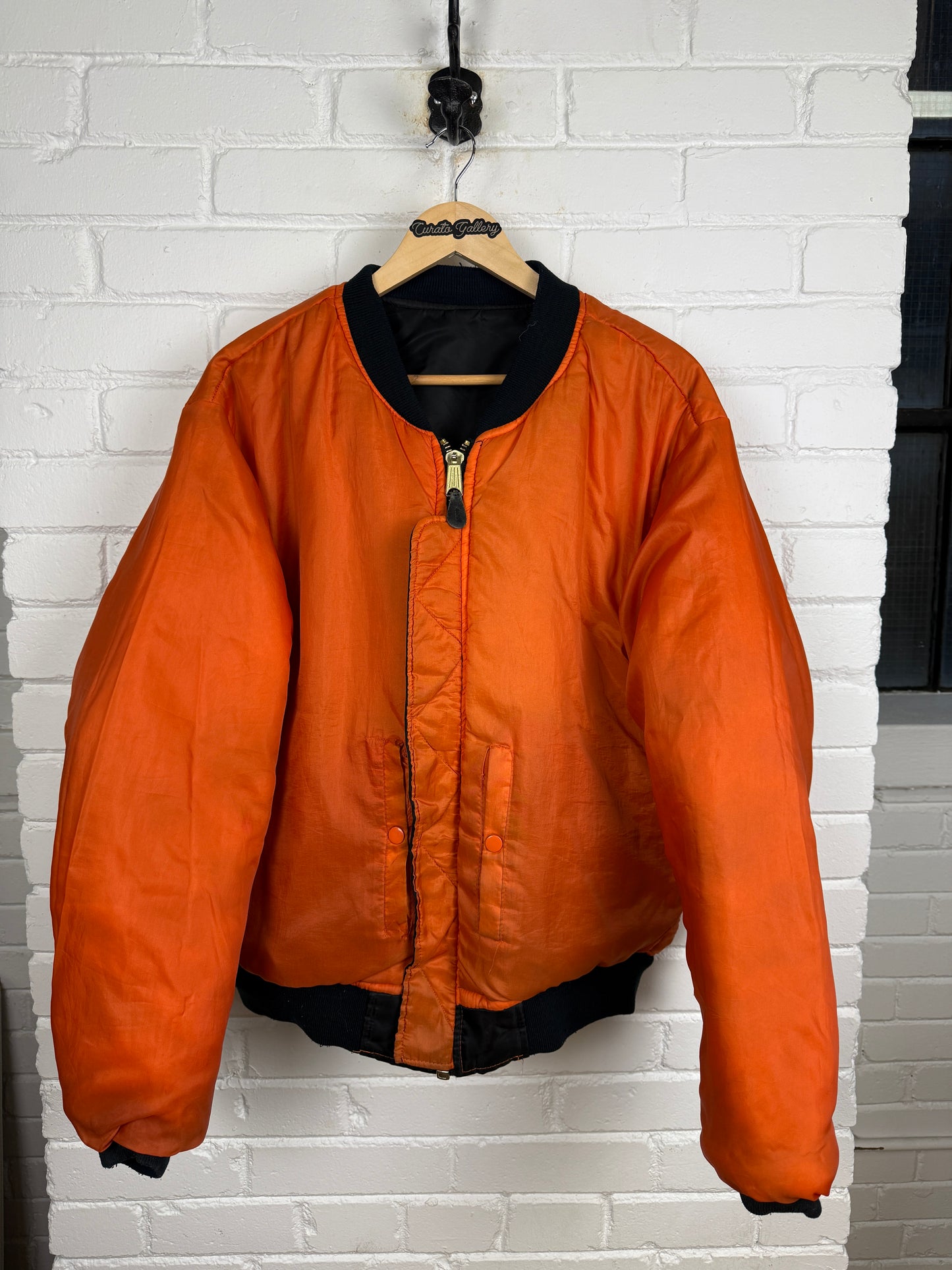 Vintage 90s Insulated Reversible Aviator Cropped Boxy Bomber Flight Jacket Size XL Black